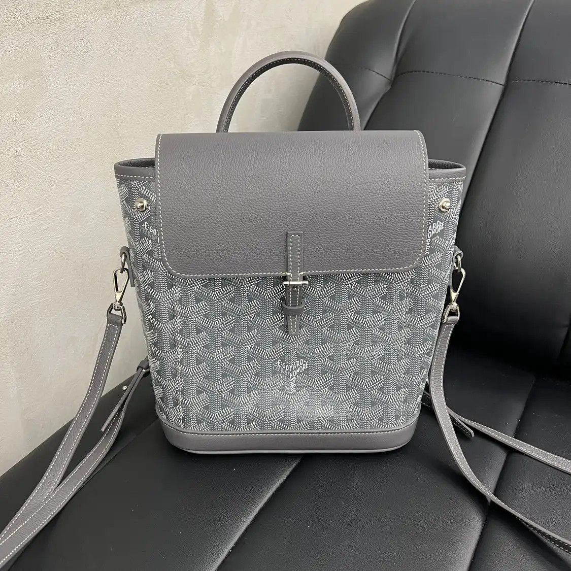 goyard alpin mini backpack Goyardine Calfskin Navy Goyard GOYARD Alpin mini grey