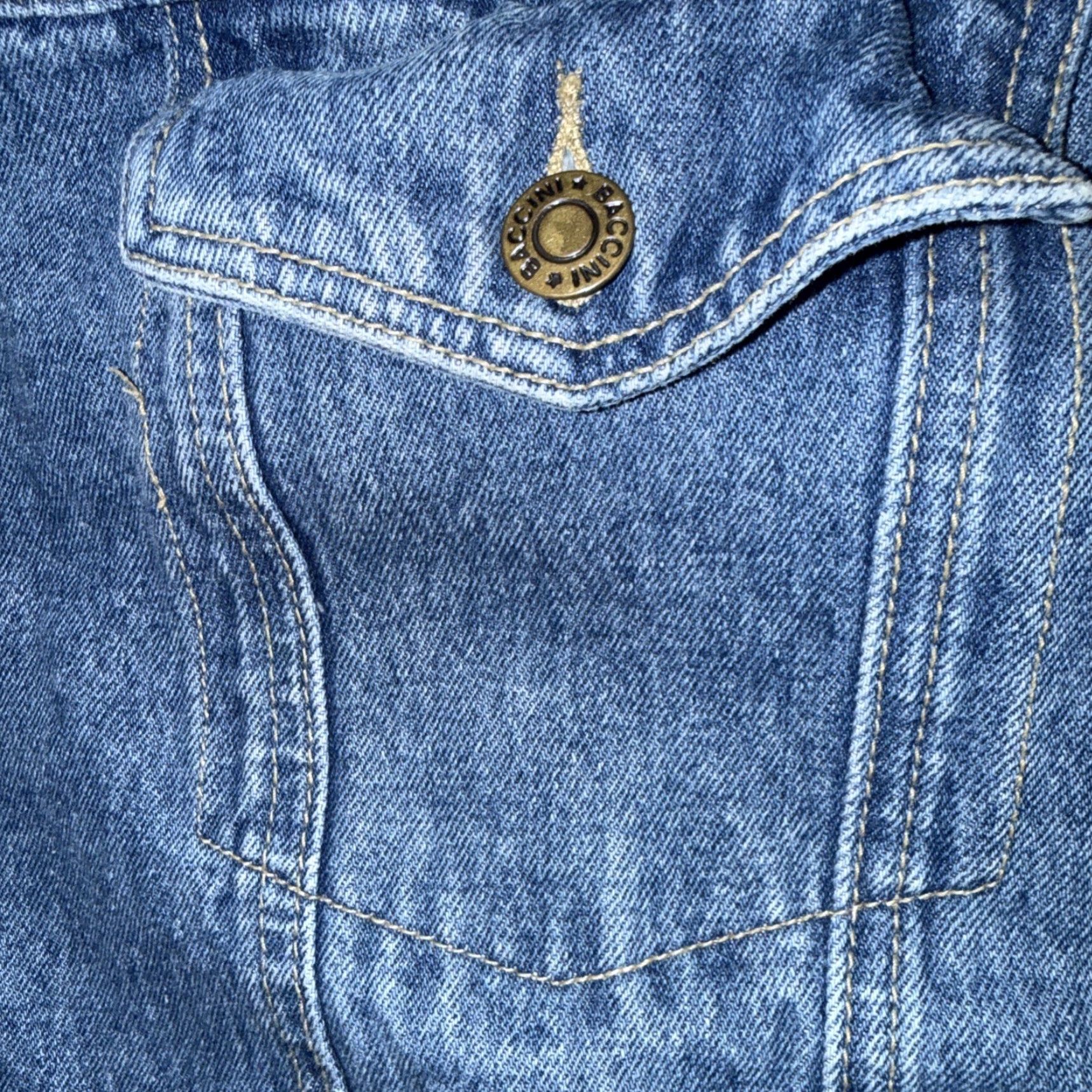 Denime VINTAGE BACCINI Trucker Jacket Men’s L Blue Denim 50 Chest Y2K 80s 90s Pockets Button Short Casual Workwear Jacket Mens Size US 33 - 7 Thumbnail