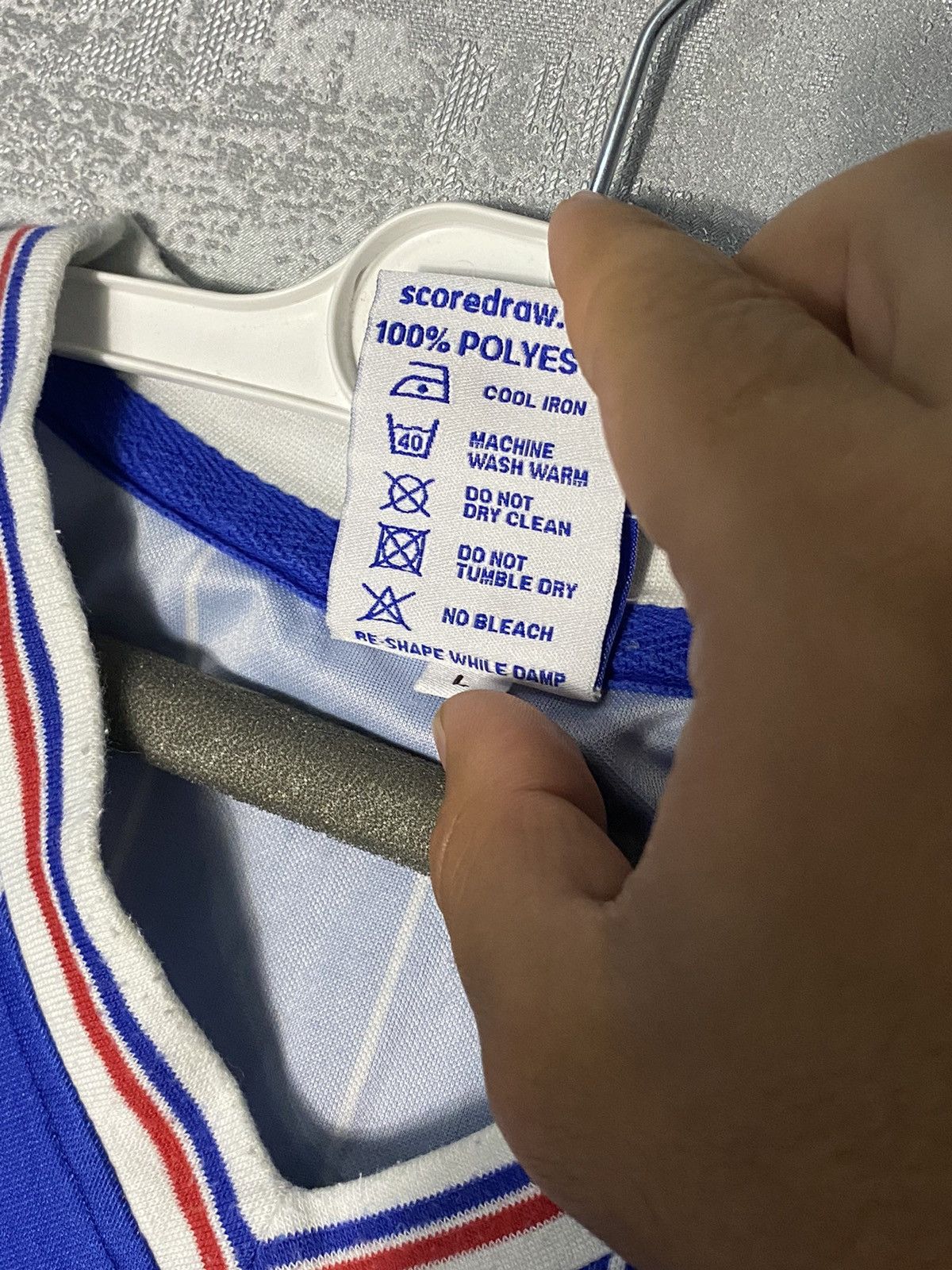 Vintage 1983 Rangers Score Draw Soccer Jersey Cup Final Size US L / EU 52-54 / 3 - 4 Thumbnail