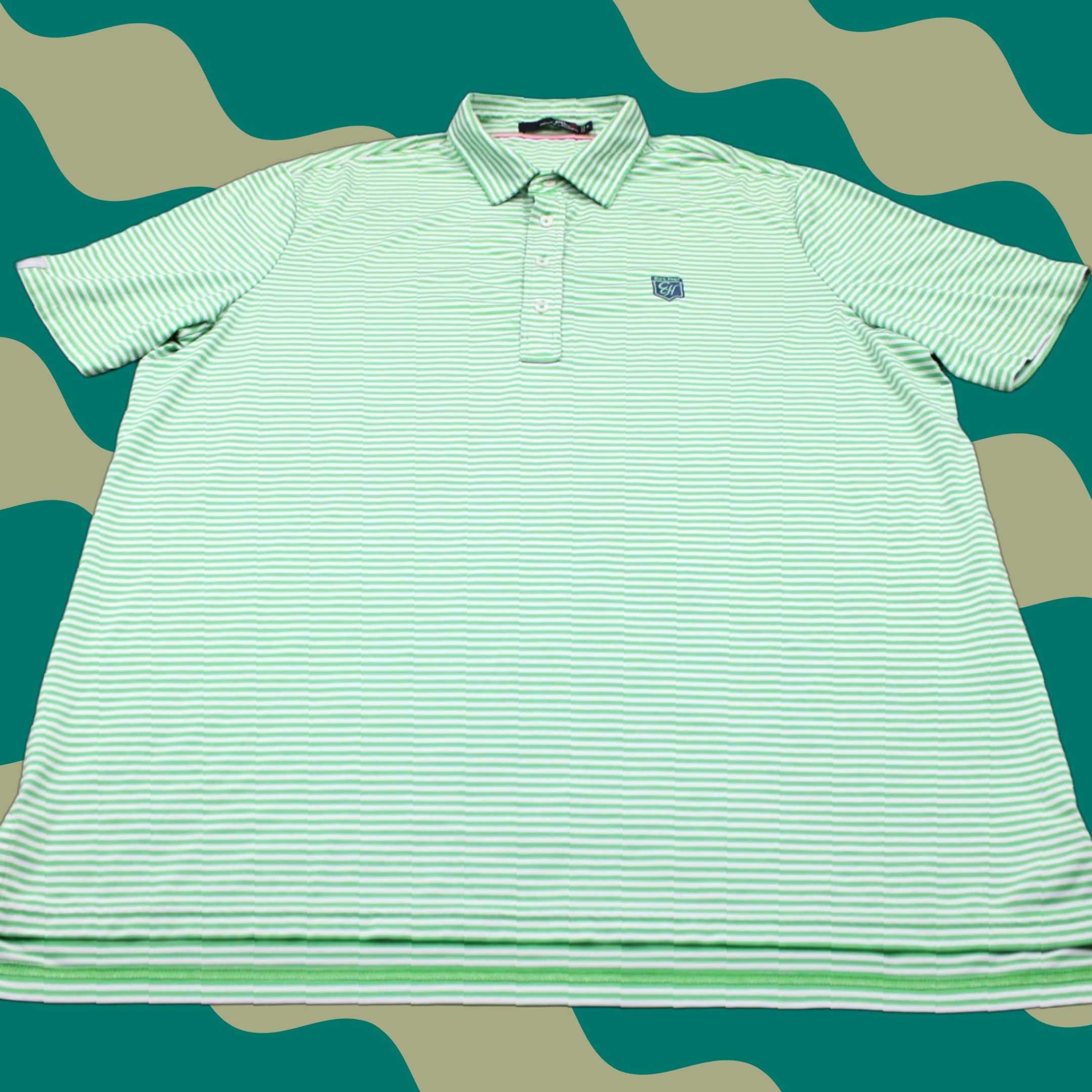 RLX Ralph Lauren RLX Ralph Lauren Polo Shirt Mens XL Green/White Polyester Blend Short Sleeve Pullover Polo Golf Activewear Size US XL / EU 56 / 4 - 1 Thumbnail