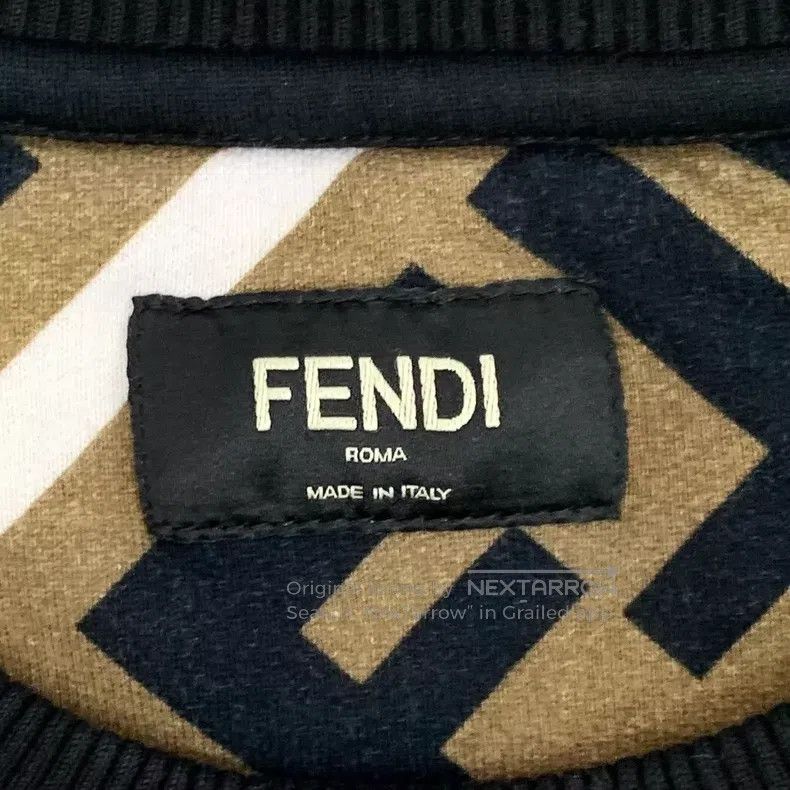 Fendi Fendi Dark Brown Logo Monogram Printed Cotton Crew Neck Lo Size S / US 4 / IT 40 - 5 Thumbnail