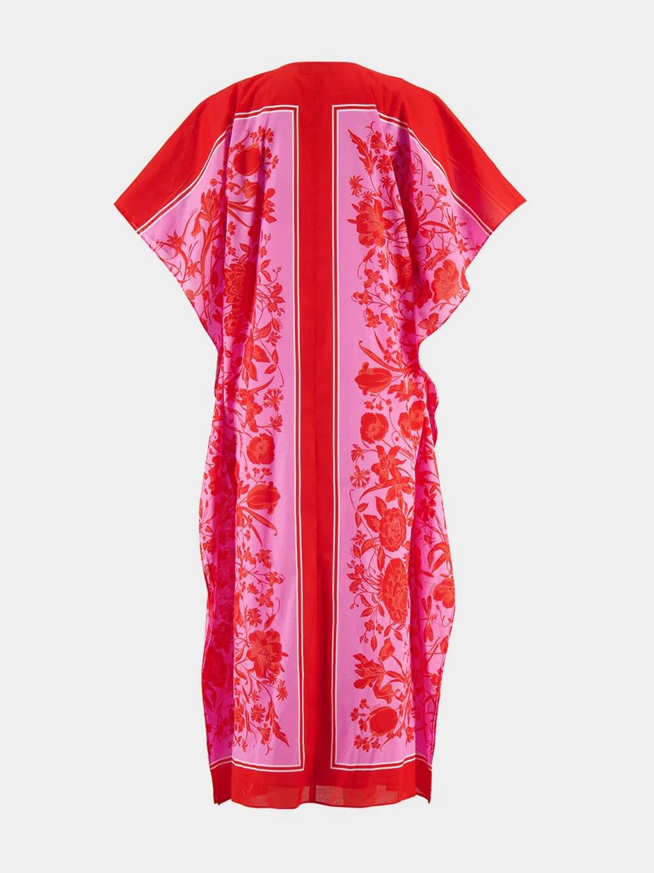 Gucci oc11z1125 Muslin Light Floral Fuchsia Midi Dress Red & Pink Size XS / US 0-2 / IT 36-38 - 2 Thumbnail