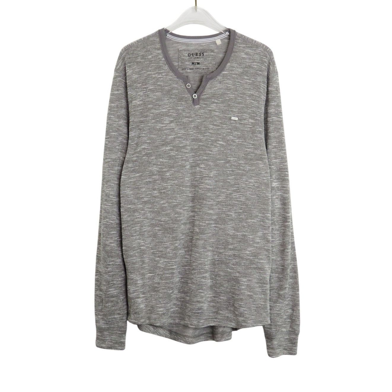 Guess Guess Gray Heather Long Sleeve Henley Shirt Medium Size US M / EU 48-50 / 2 - 1 Thumbnail