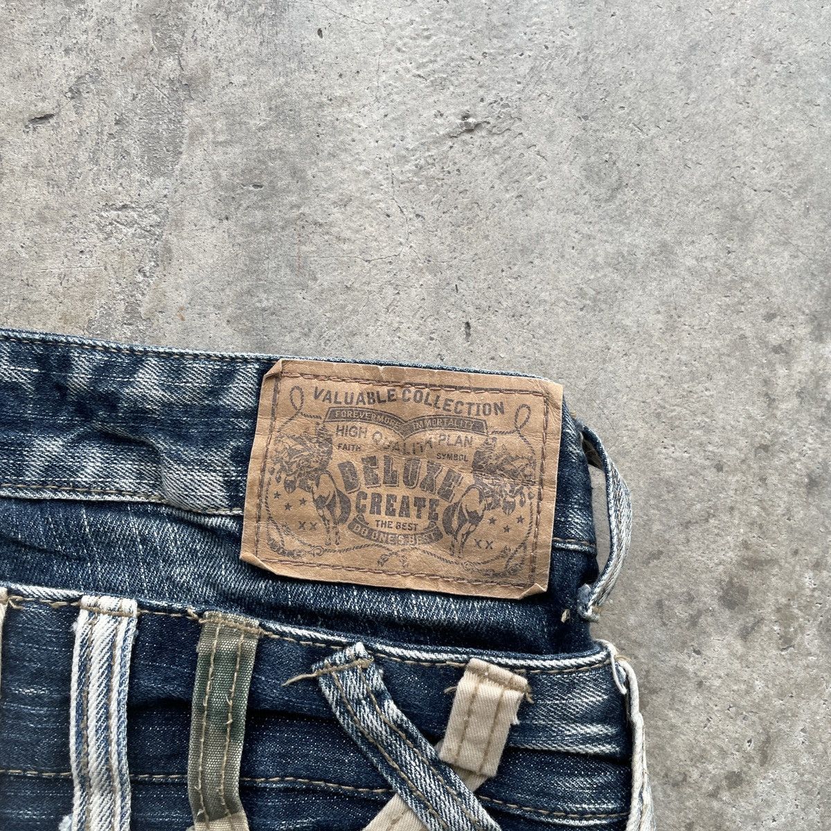 Japanese Brand Rare💥 Vintage Japanese Double Waist Jeans Patch Faded Pants Size US 31 - 9 Thumbnail