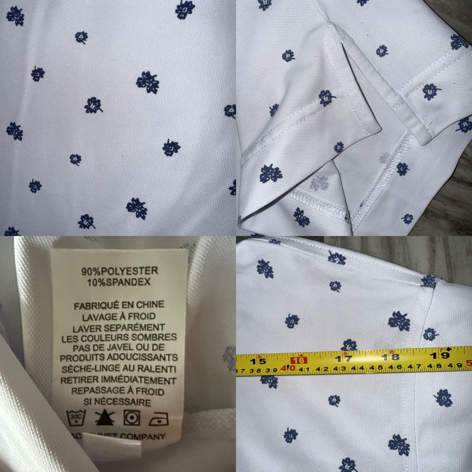 Footjoy VINTAGE FootJoy Polo Golf Shirt White Blue Flowers Floral Men's Large Stretch Arrowhead Size US L / EU 52-54 / 3 - 8 Thumbnail