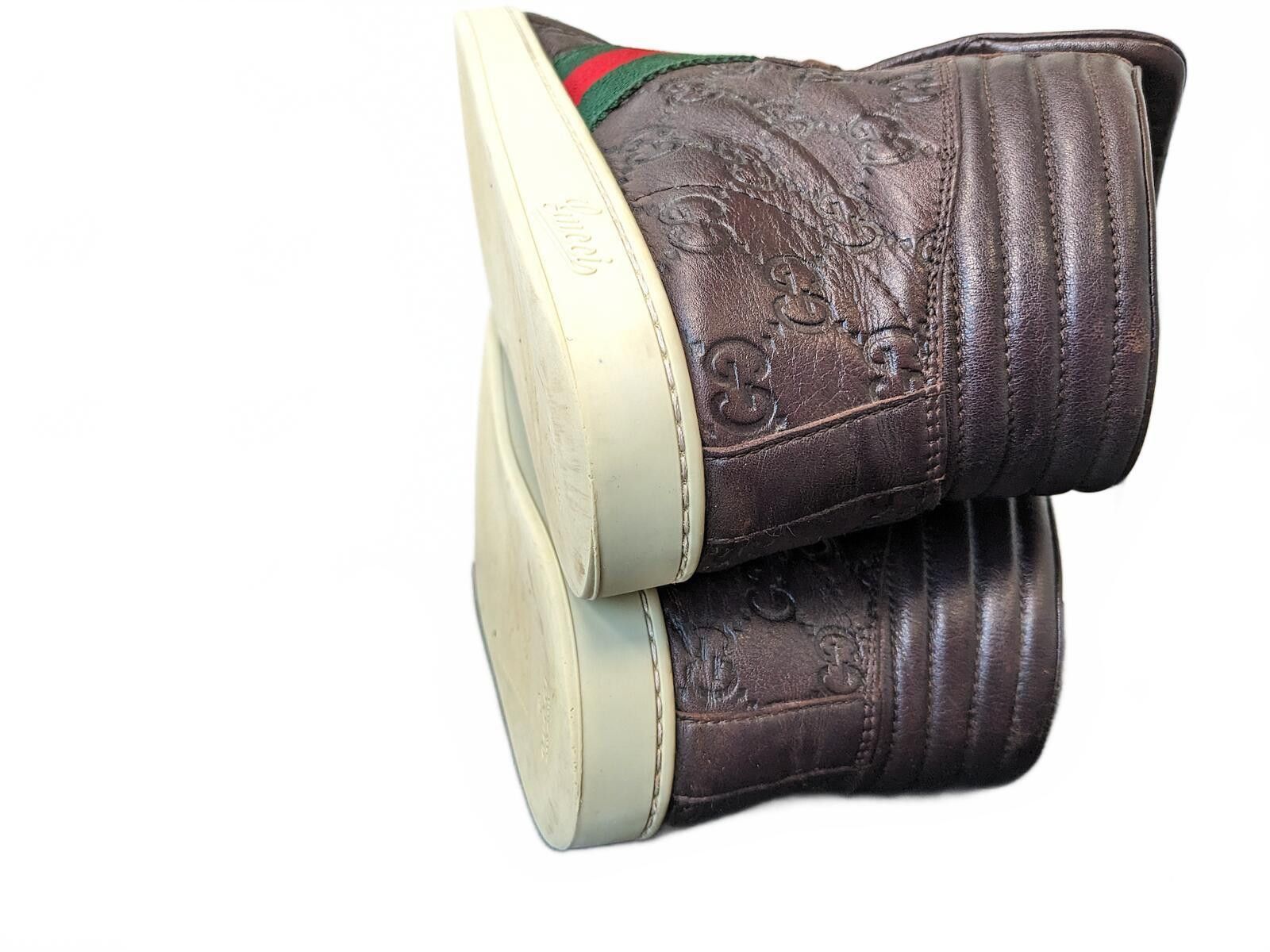 Gucci Gucci Guccissima Men High-Top Leather Sneakers Italy Brown 7 Size US 7 / EU 40 - 9 Thumbnail