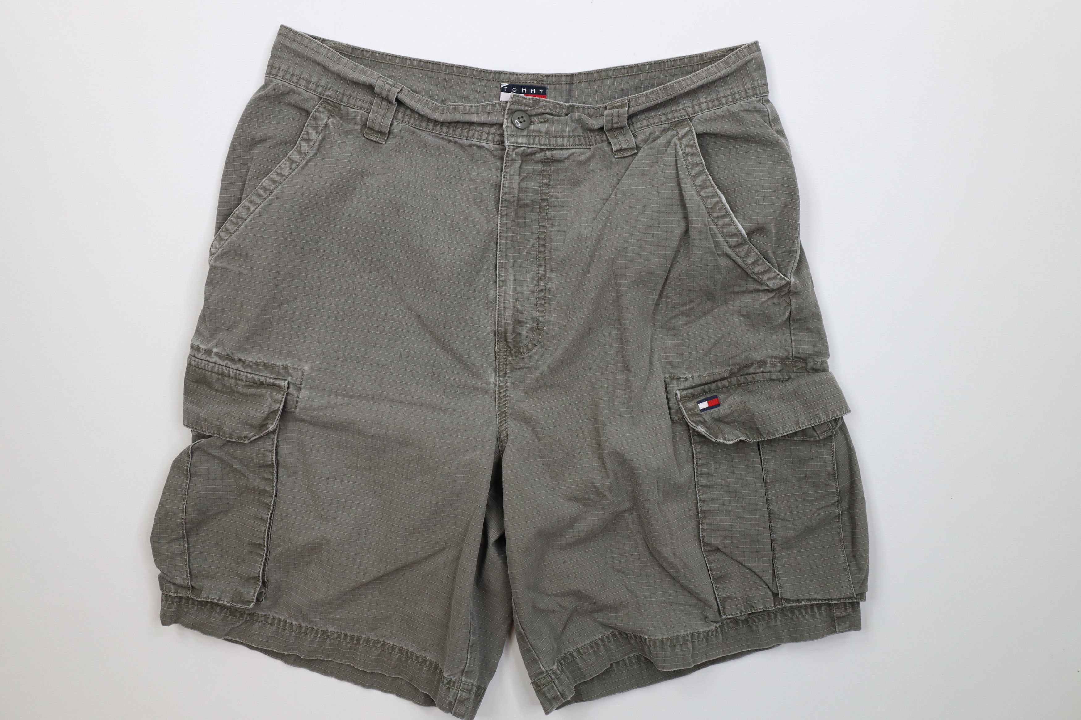 Tommy Hilfiger Vintage 90s Y2K Tommy Hilfiger Cargo Shorts Olive Green Size US 32 / EU 48 - 1 Thumbnail