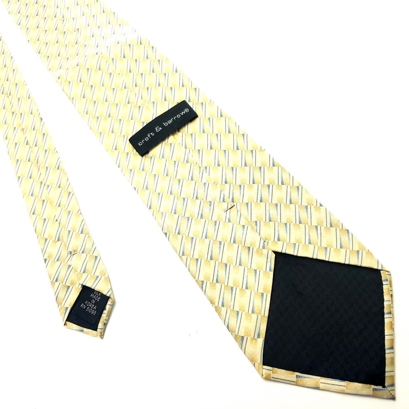 Croft & Barrow Croft & Barrow Yellow Silk Tie Woven Wide Check Size ONE SIZE - 3 Thumbnail