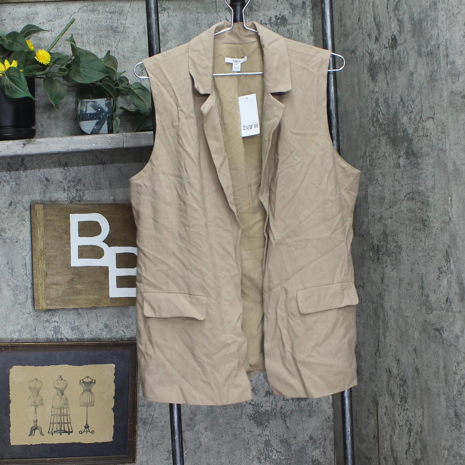 Bar III Nwt Bar Iii Long Vest 100188618pt Warm Ginger Brown Pl Size L / US 10 / IT 46 - 1 Thumbnail