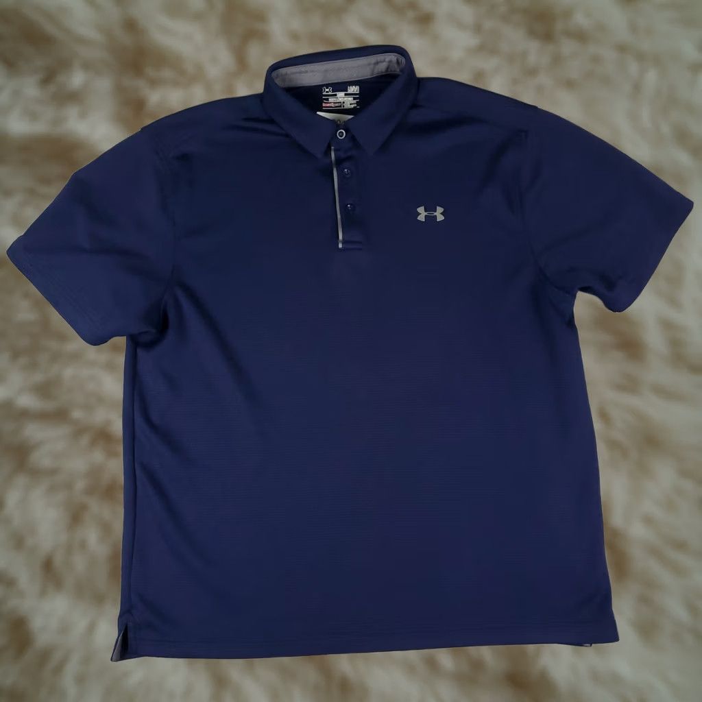 Under Armour Under Armour Polo Shirt Mens Size L Navy Blue Short Sleeve Polo Shirt Golf Casual Shirt Size US L / EU 52-54 / 3 - 1 Thumbnail