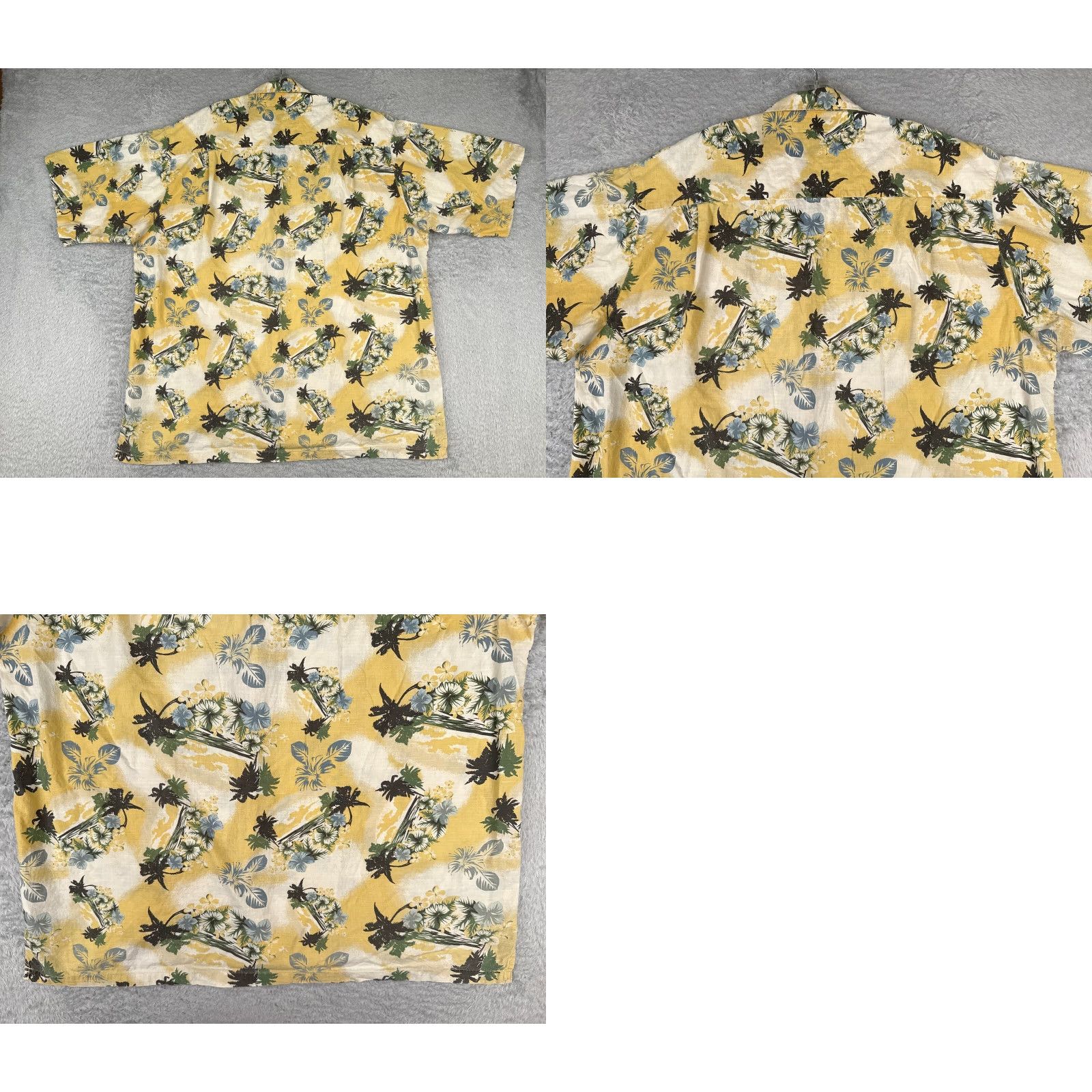 Vintage Columbia Mens Shirt Big & Tall XLT Yellow Floral Palm 100% Cotton Hawaiian Button-Up Crew Neck Casual Size US XL / EU 56 / 4 - 9 Thumbnail