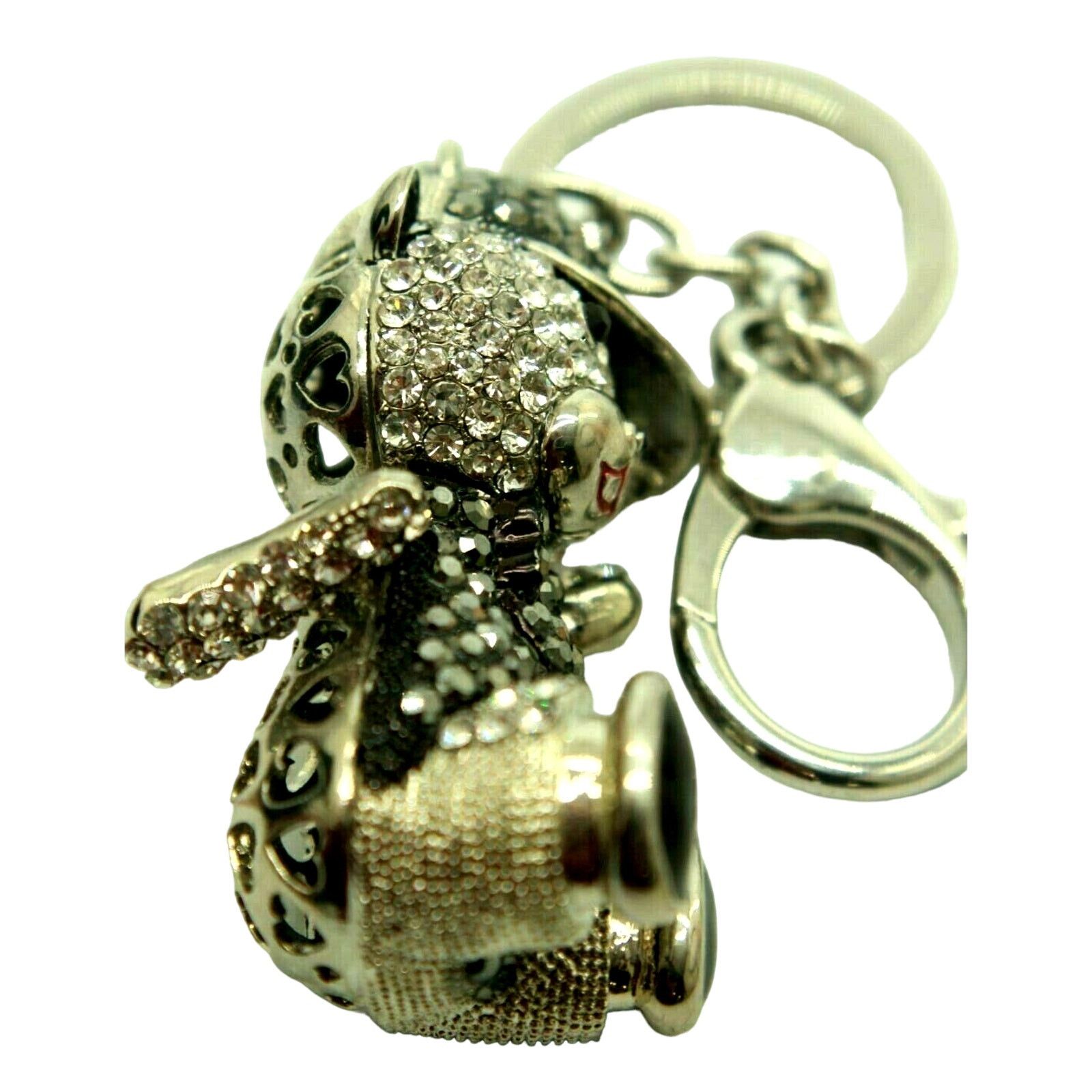 Other Black White Rhinestone Teddy Bear Baseball Hat Key Fob Size ONE SIZE - 2 Thumbnail