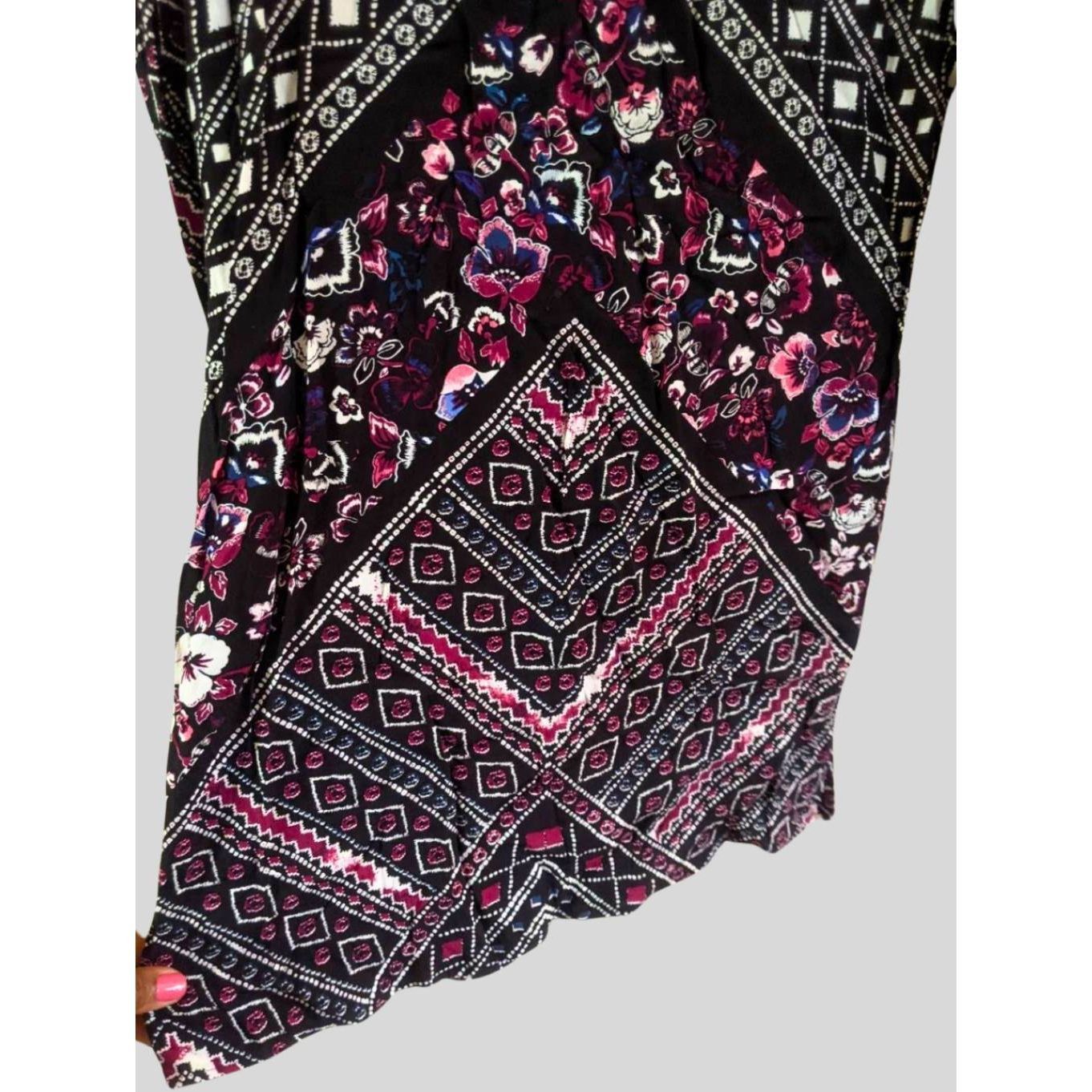 Express Express XS Boho Tunic Dress Black Floral Geometric Long Slee Size XS / US 0-2 / IT 36-38 - 6 Thumbnail