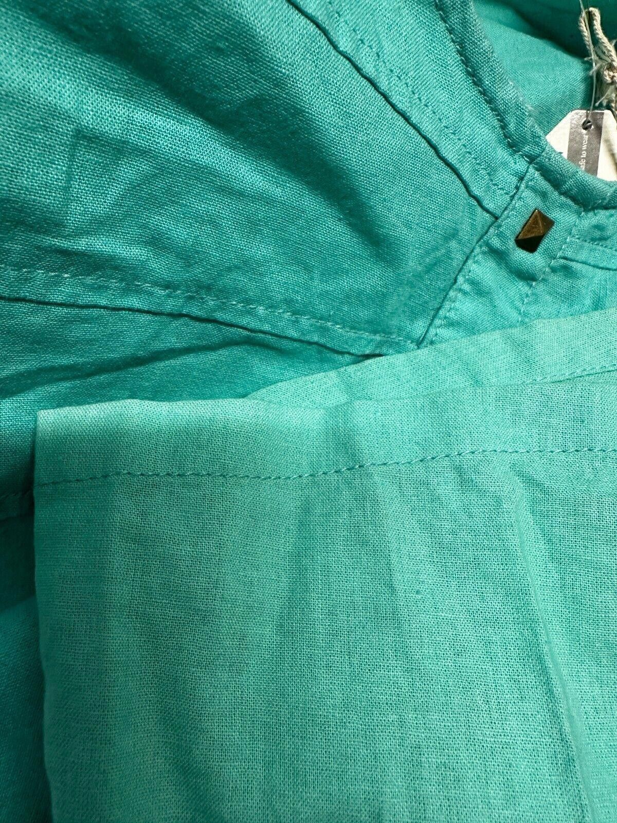 Tultex Tulle Aqua linen Blend sleeveless Midi pockets Dress Size S Size S / US 4 / IT 40 - 12 Thumbnail