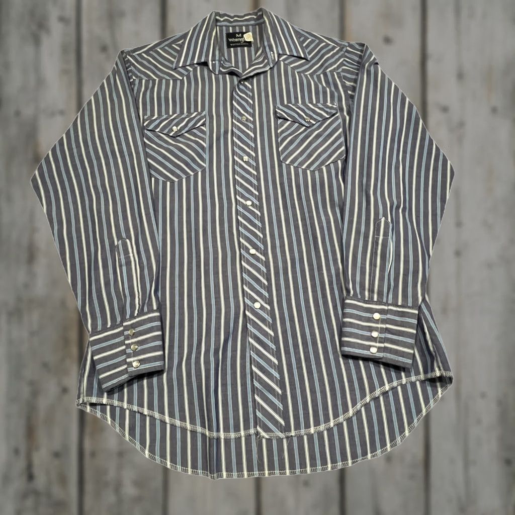 Wrangler VINTAGE Wrangler Western Pearl Snap Shirt Men M Stripes Long Sleeves Made USA Size US M / EU 48-50 / 2 - 1 Thumbnail