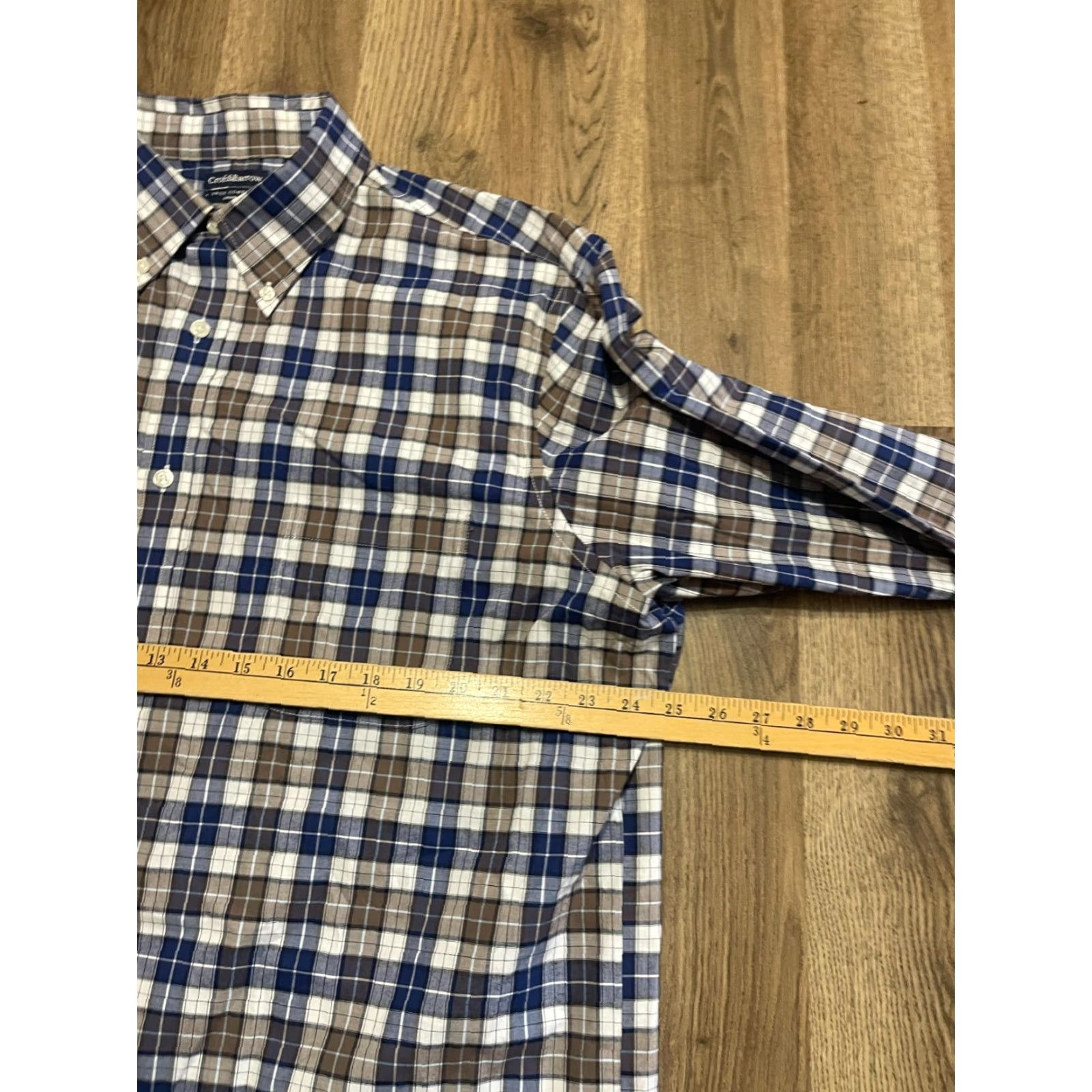Croft & Barrow Croft & Barrow Shirt Mens 17.5 34/35 Blue Brown Plaid Button Down Classic Fit Size US XXL / EU 58 / 5 - 5 Thumbnail