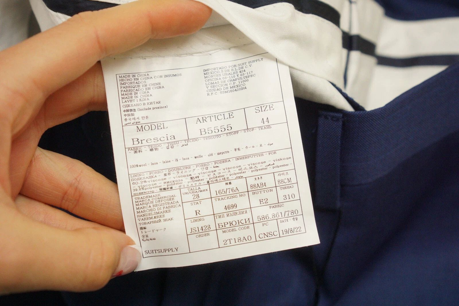 Suitsupply Men Suitsupply Suit Lazio Single Breasted Blue Wool US34 Size 34R - 10 Thumbnail