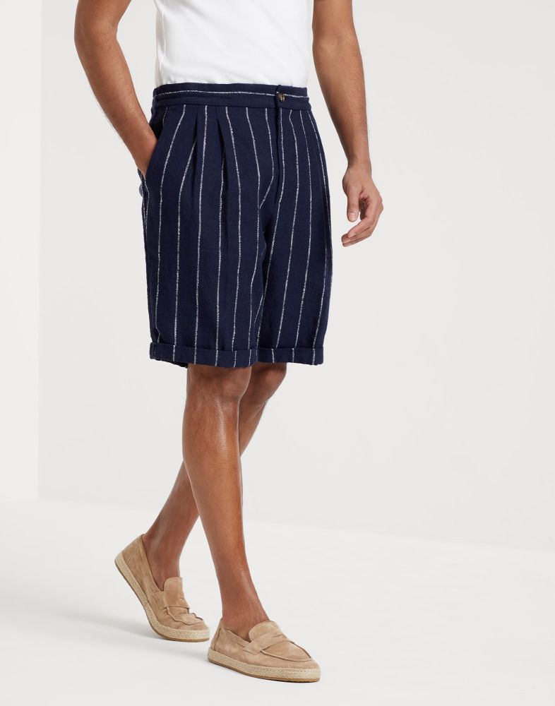 Brunello Cucinelli o1w1db10825 Bermuda in Blue/White Size US 32 / EU 48 - 1 Thumbnail