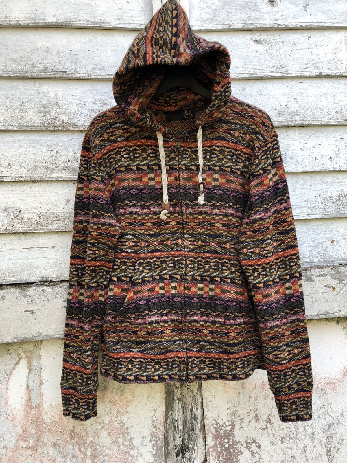 Rico Hoodie Aztec Design Hooded Zipper Sweater