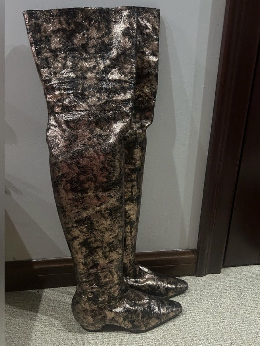 Chanel CHANEL Laminated Chevre Metallic Lambskin Over the Knee Boot Size US 7.5 / IT 37.5 - 2 Thumbnail