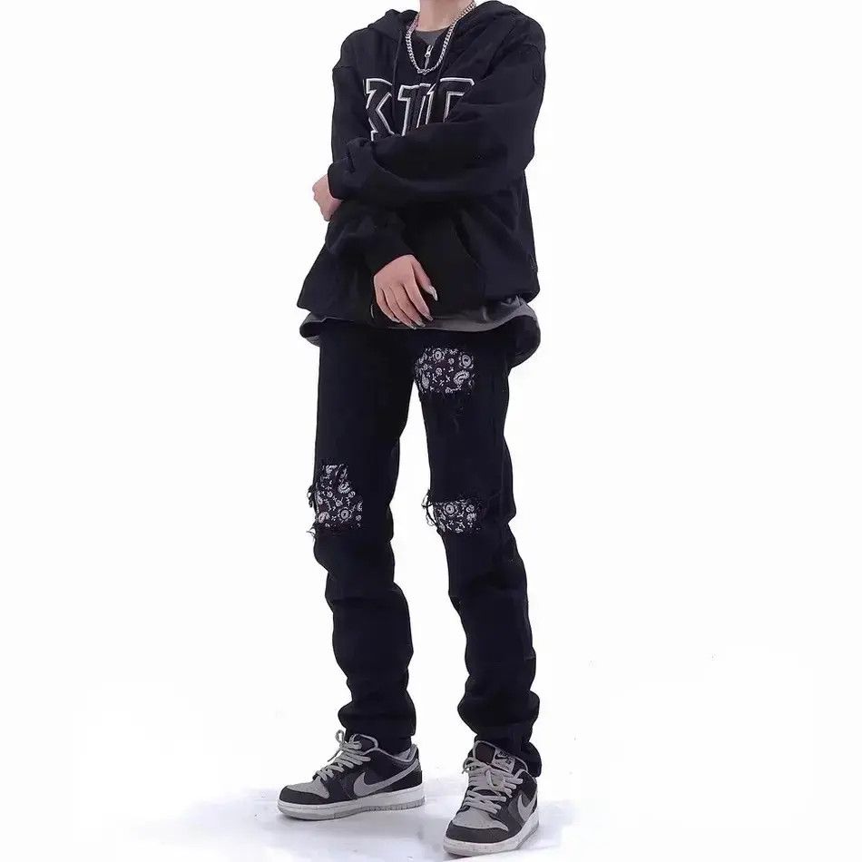 Japanese Brand Mens Skinny Jeans Street Black Hole Slim Fit Size US 32 / EU 48 - 5 Thumbnail