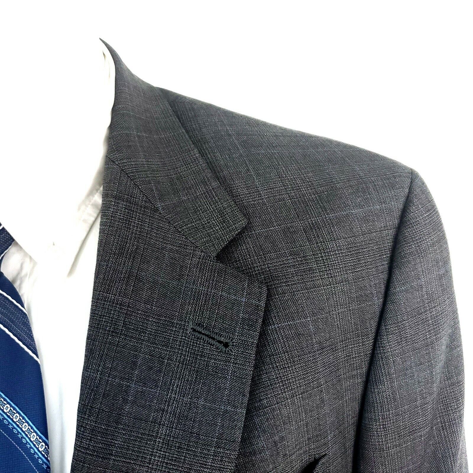 Hart Schaffner Marx Hart Schaffner Marx 44L 2 Button Glen Plaid Windowpane Wool Size 44L - 2 Thumbnail