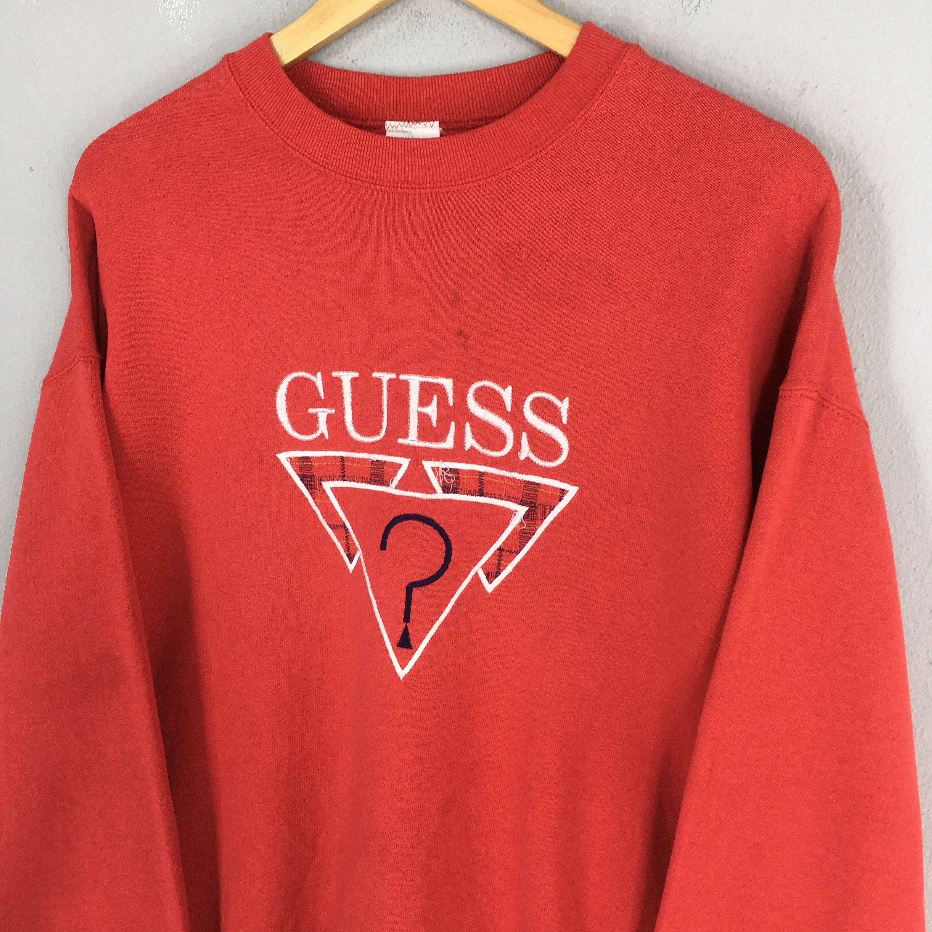 Guess × Vintage Vintage 90's Guess Jeans Red Sweatshirt Large Size US L / EU 52-54 / 3 - 3 Thumbnail