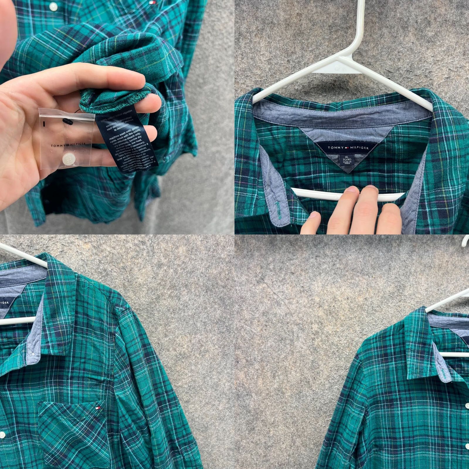 Tommy Hilfiger VINTAGE Tommy Hilfiger Shirt Womens XL Green Plaid Pocket Button Down Preppy Western Size XL / US 12-14 / IT 48-50 - 8 Thumbnail