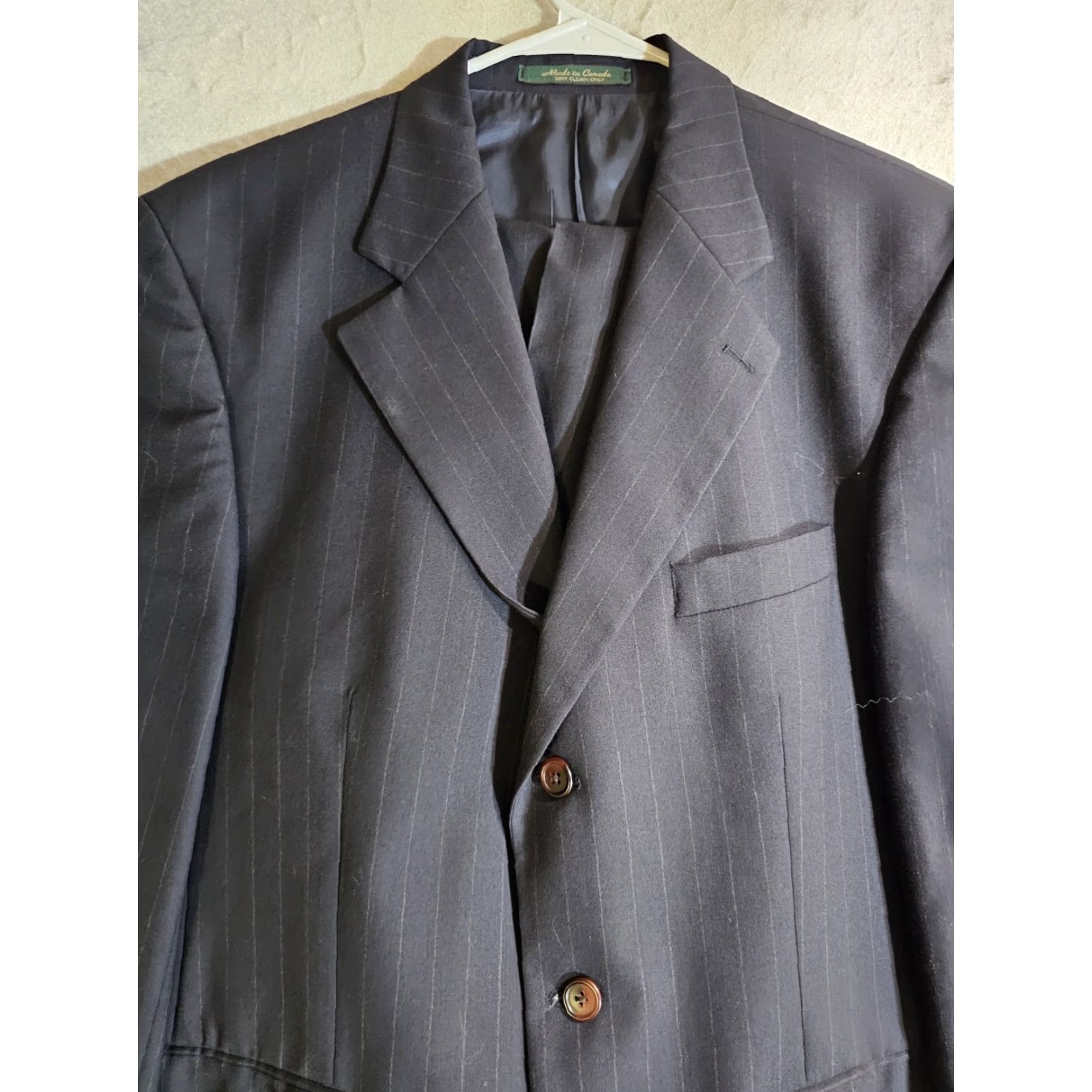 Chaps VINTAGE CHAPS By RALPH LAUREN 100% Wool Blue Pin Striped Suit Mens 42 Regular 34x30 Pants Size 42R - 5 Thumbnail