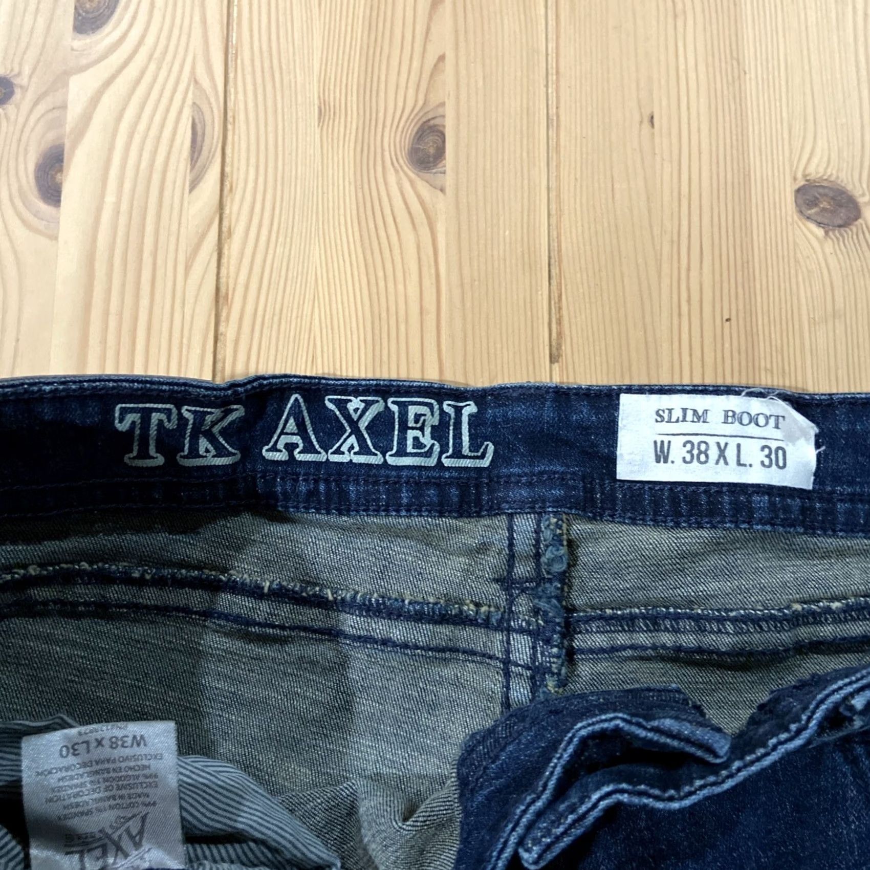 Denime TK Axel Jeans Slim Boot Cut Men's Regular 38x30 Blue Denim with 5-Pocket Distressed Embroidered Accents - Cotton Blend Denim Size US 38 / EU 54 - 2 Thumbnail