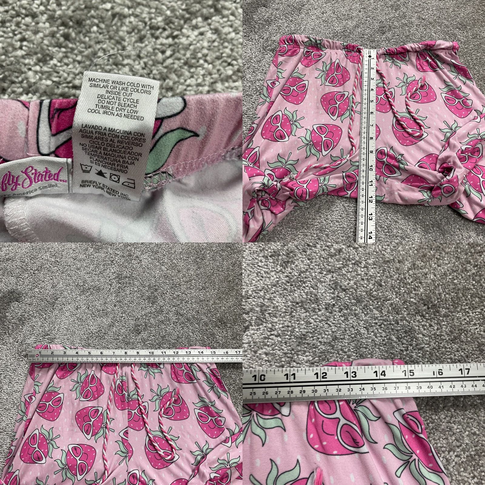 Vintage Briefly Stated Pajama Pants Women Medium Pink Strawberry Elastic Waist Sleep Shorts? Size 32" / US 10 / IT 46 - 8 Thumbnail