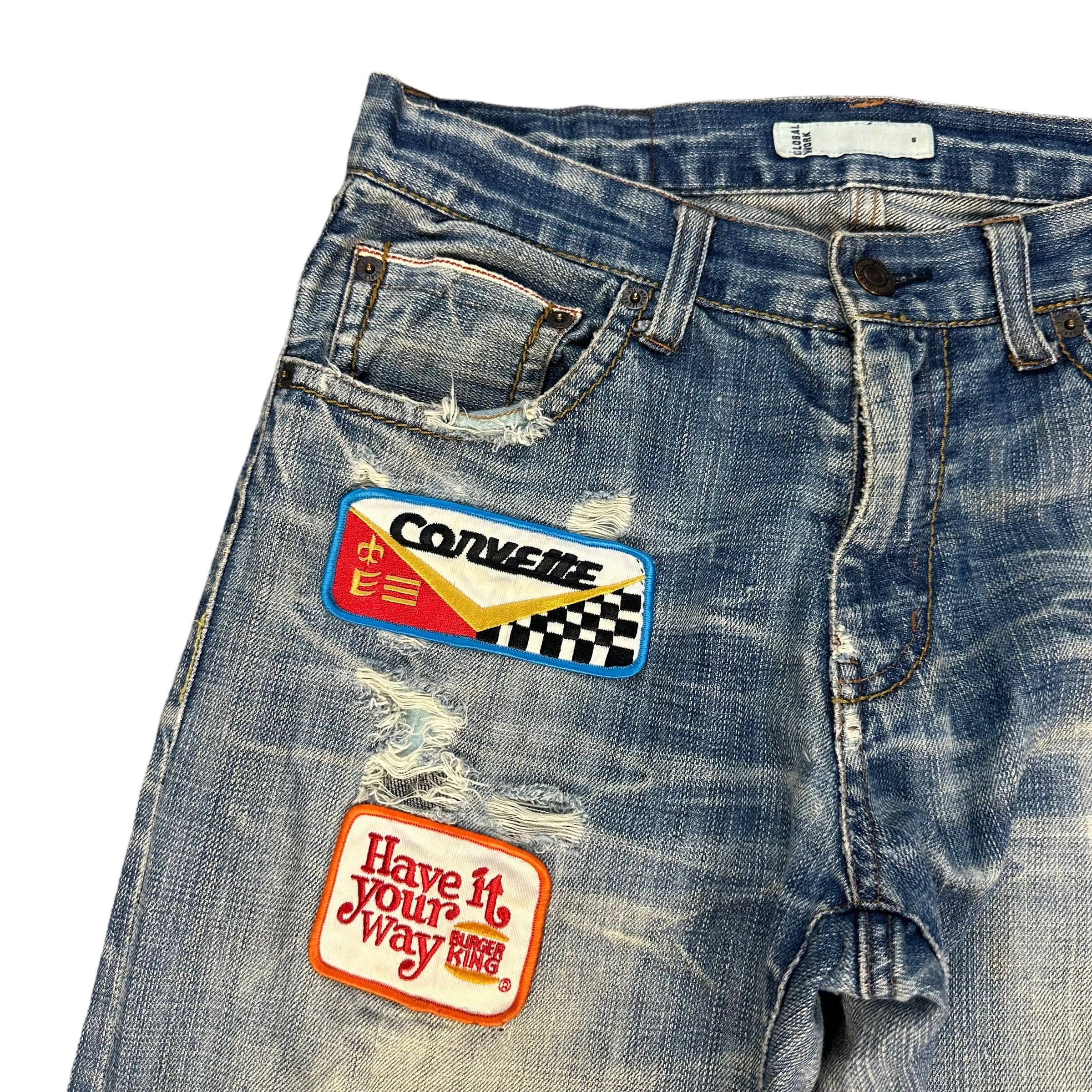 Global Work GLOBAL WORK TRASHED SELVEDGE DENIM PANT #8848-031 Size US 29 - 3 Thumbnail