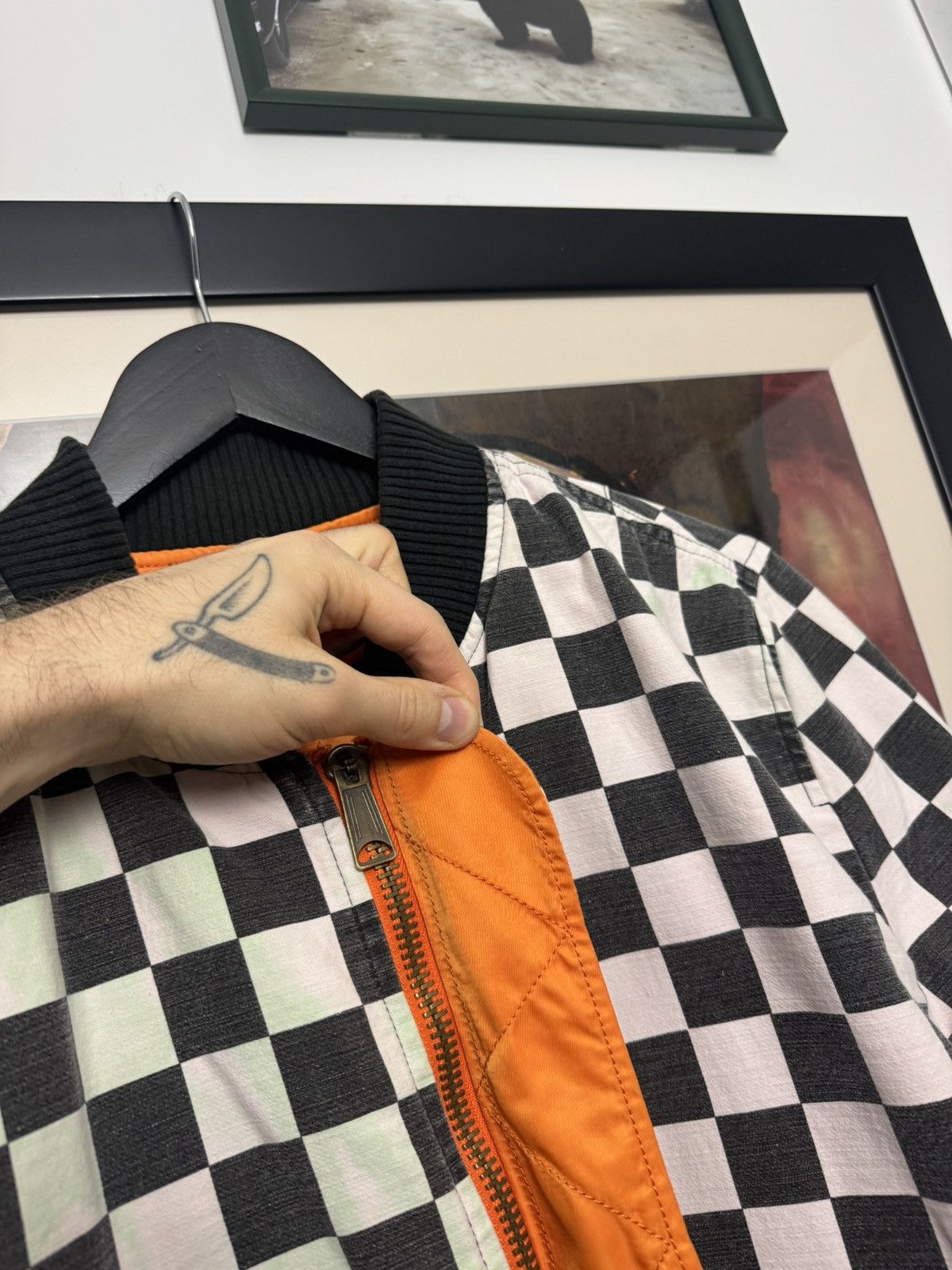 Supreme SS16 Supreme Reversible Checkered MA-1 Bomber Jacket Orange Size US L / EU 52-54 / 3 - 6 Thumbnail