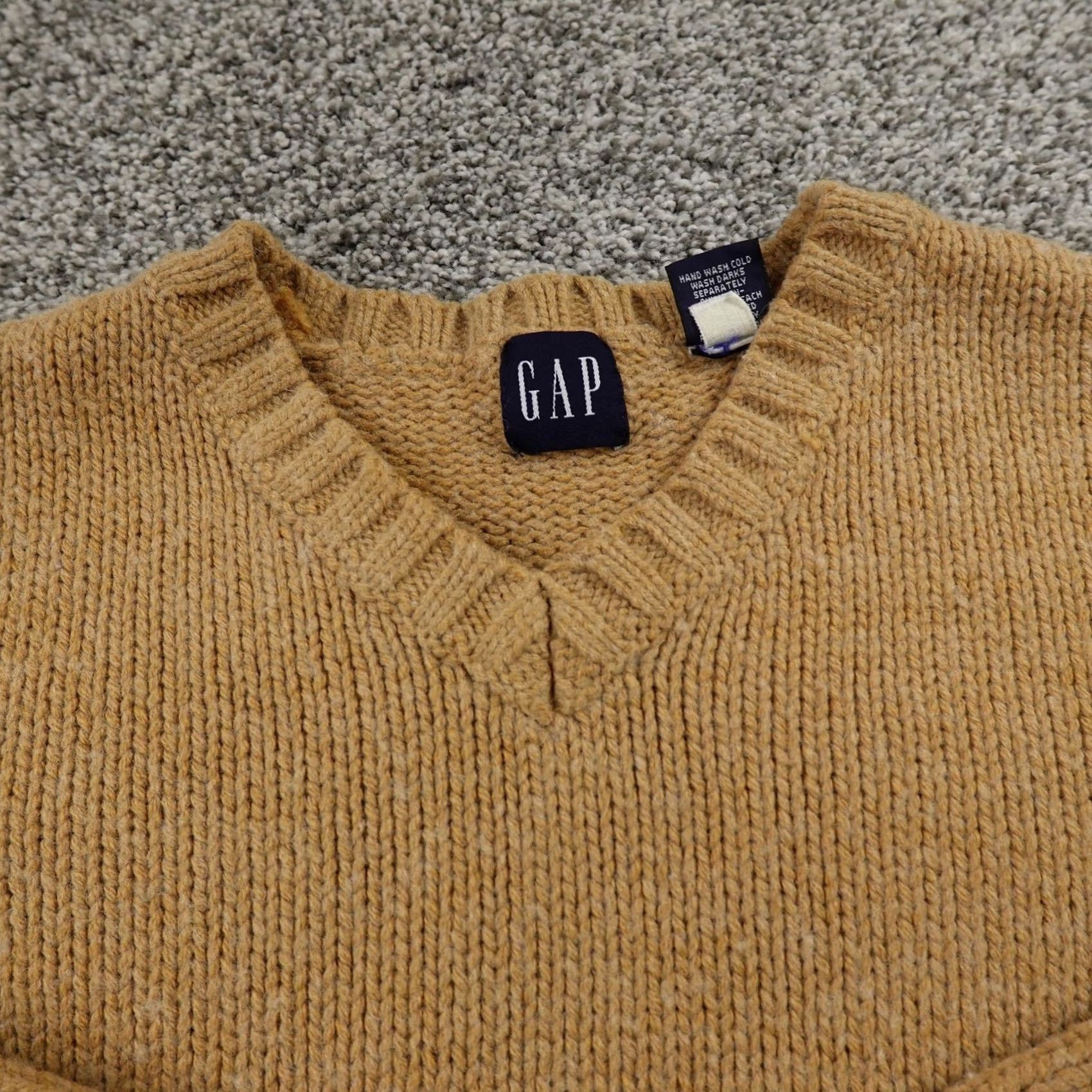 Gap VTG Gap Sweater Womens M Brown Beige Wool Acrylic V-Neck Knit Pullover 90s Y2K Mens? Womens Size M / US 6-8 / IT 42-44 - 3 Thumbnail
