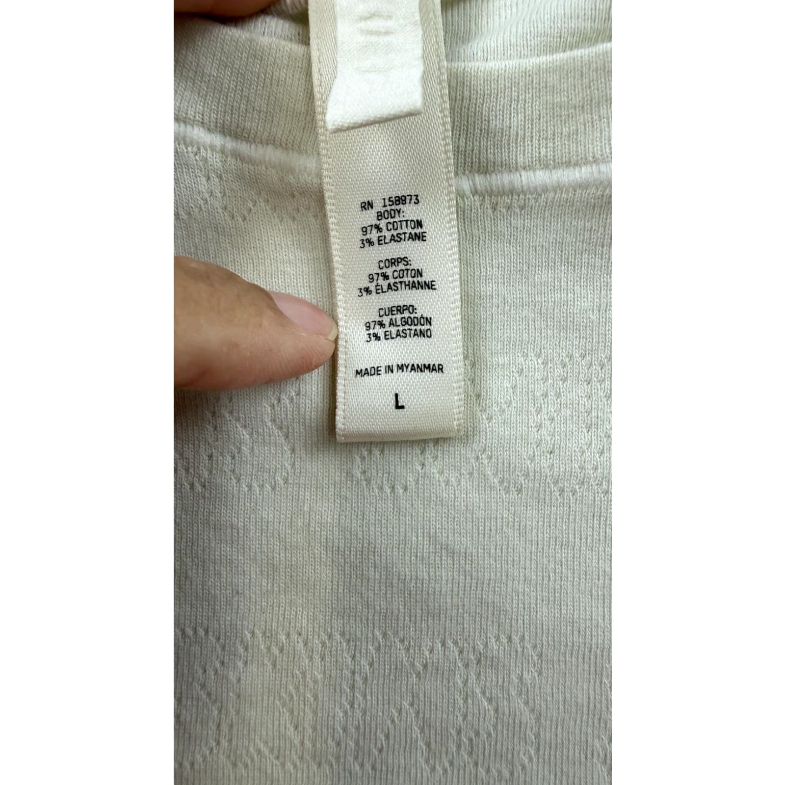 SKIMS Skims Shirt Womens L Cream Cropped Short Sleeve Crewneck Textured Stretch Size L / US 10 / IT 46 - 4 Thumbnail