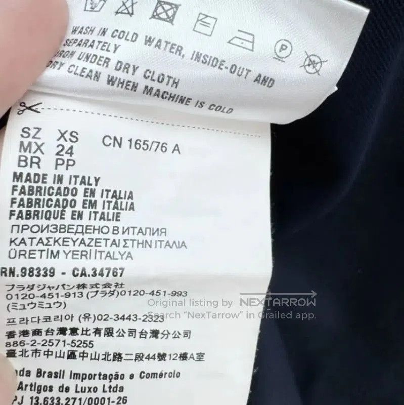 Miu Miu Miu Miu Navy Cotton Short Sleeve Tee . Size XS / US 0-2 / IT 36-38 - 6 Thumbnail