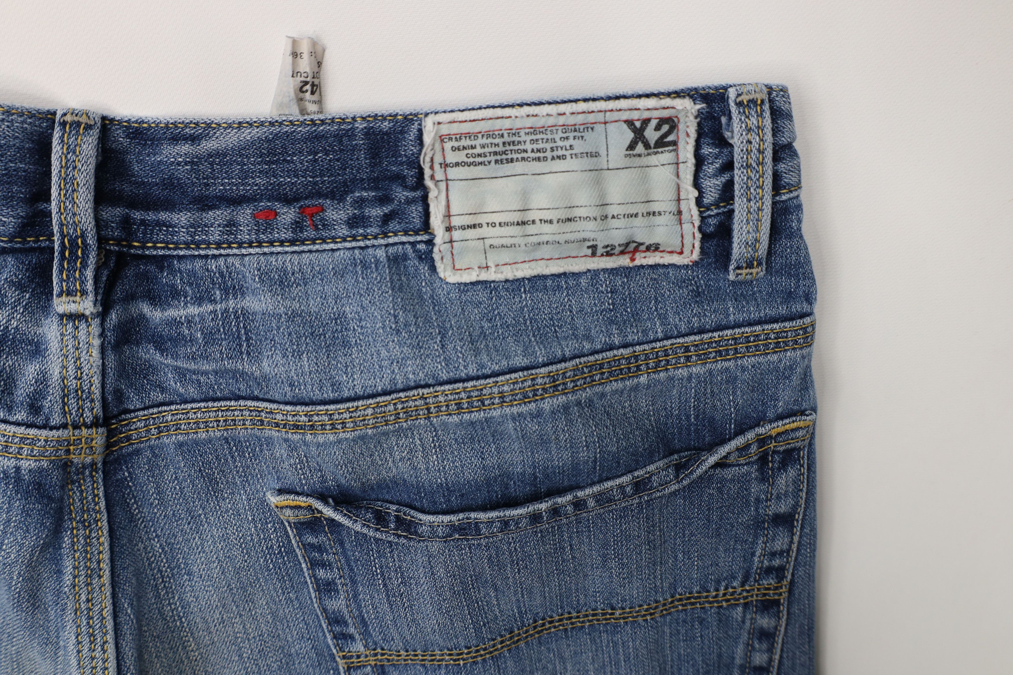 Express Vintage Y2K Express X2 Denim Bootcut Flared Wide Leg Jeans Size US 36 / EU 52 - 15 Thumbnail