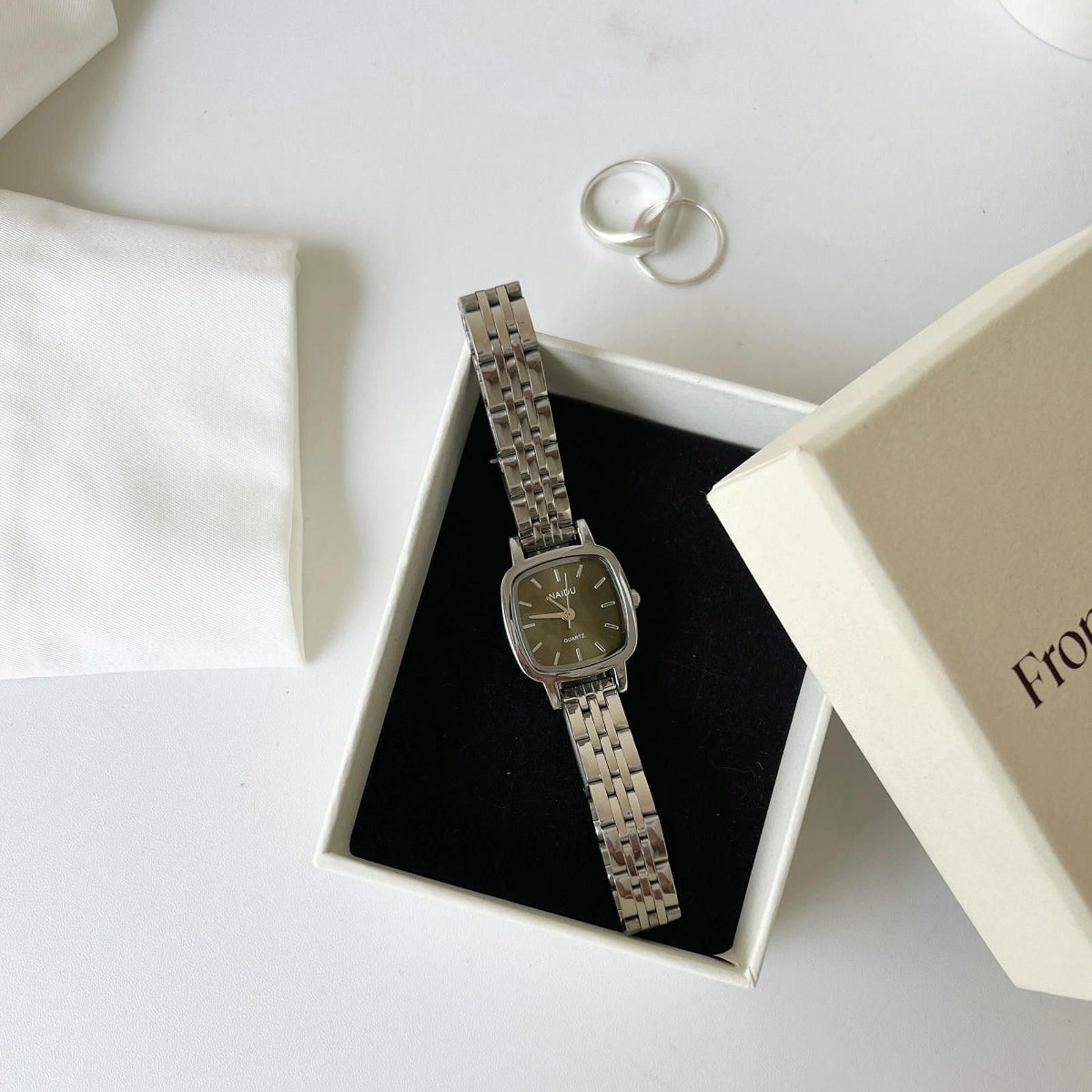 Jewelry Silver Square Face Stainless Steel Wrist Watch Size ONE SIZE - 5 Thumbnail