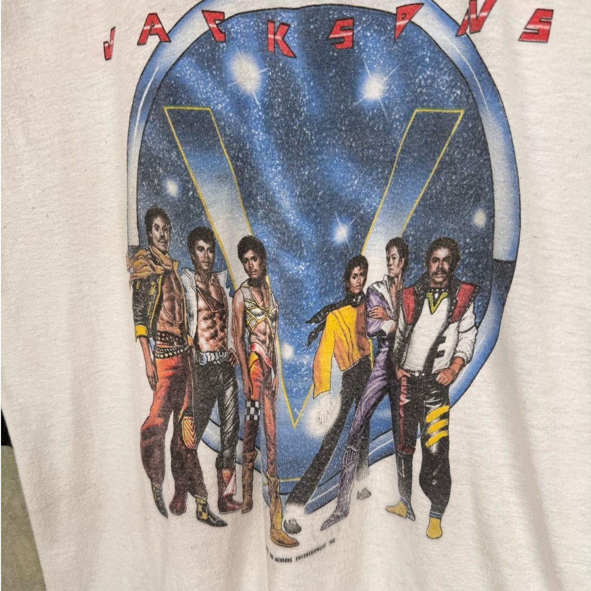 Band Tees × Michael Jackson × Vintage VTG 1984 Jackson 5 Band Raglan T Shirt Sz L Double Sided Size US L / EU 52-54 / 3 - 6 Thumbnail