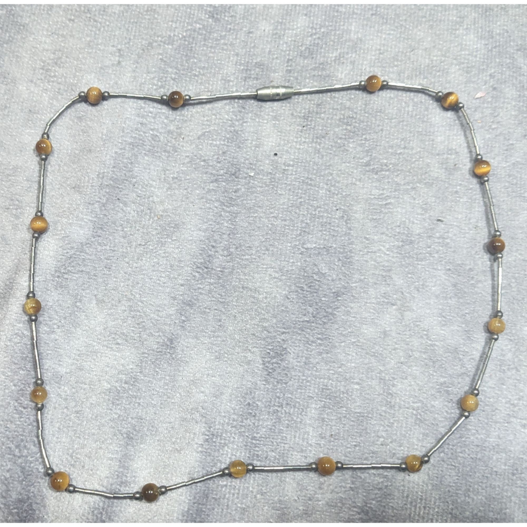 Other Tiger Eye Studded Silver Tone Tube Bead Necklace Size ONE SIZE - 6 Thumbnail