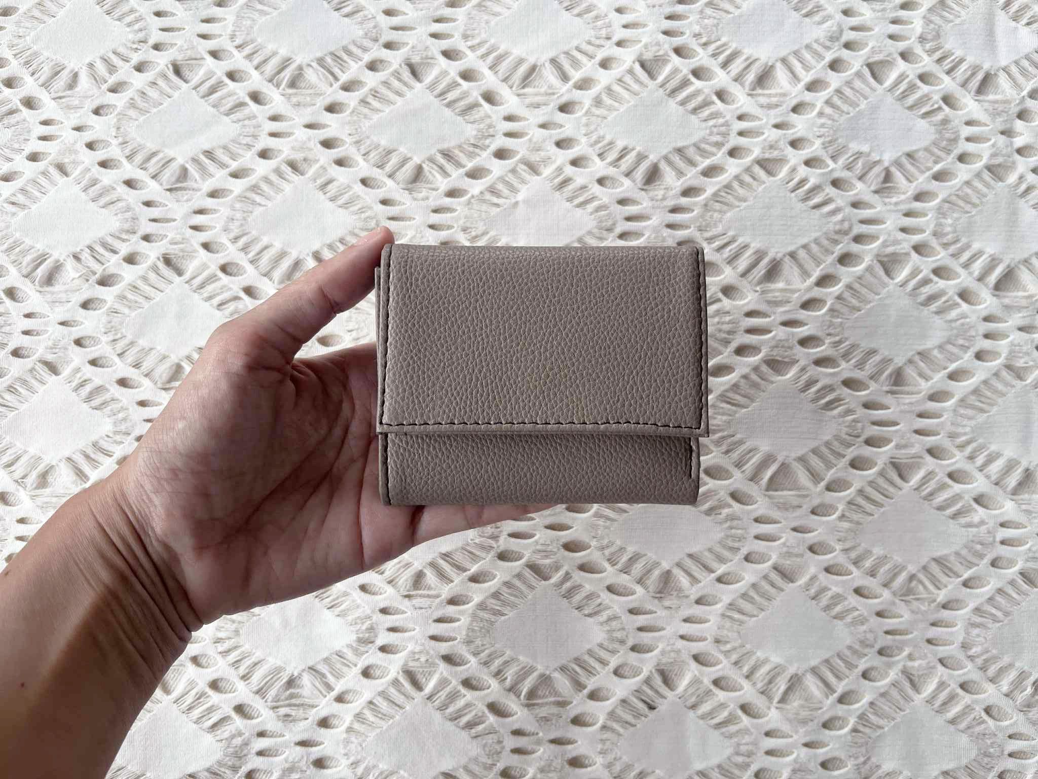Vintage Minimalist Etoupe PU Leather trifold small wallet Size ONE SIZE - 2 Thumbnail