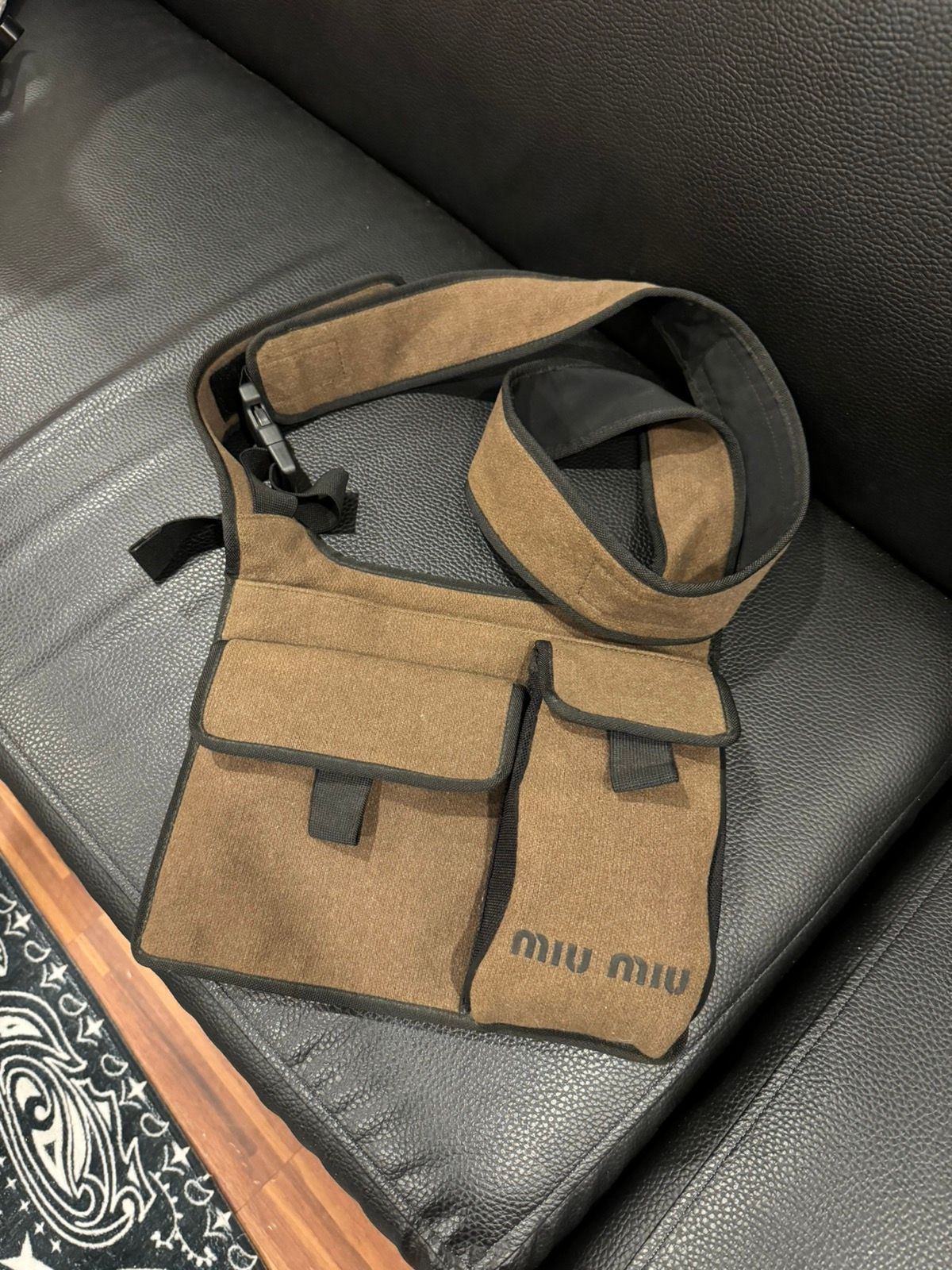 Pre-owned Miu Miu X Prada Ss99 Miu Miu Multi-pocket Crossbody Sling Cargo Bag In Brown