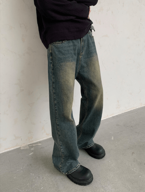 Cleanfit street vintage washed distressed straight jeans
