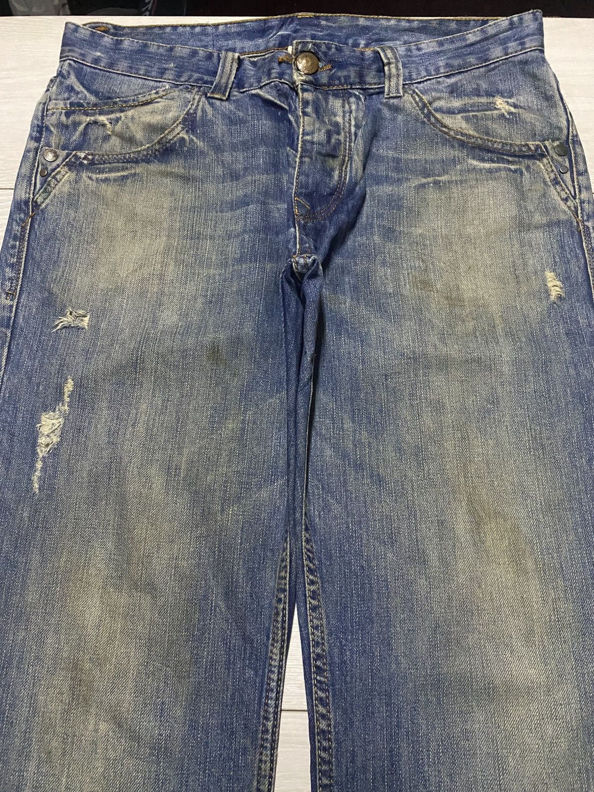 Rhude × Zara Vintage Zara Denim Mud Wash Distressed Loose Jeans Size US 34 / EU 50 - 3 Thumbnail