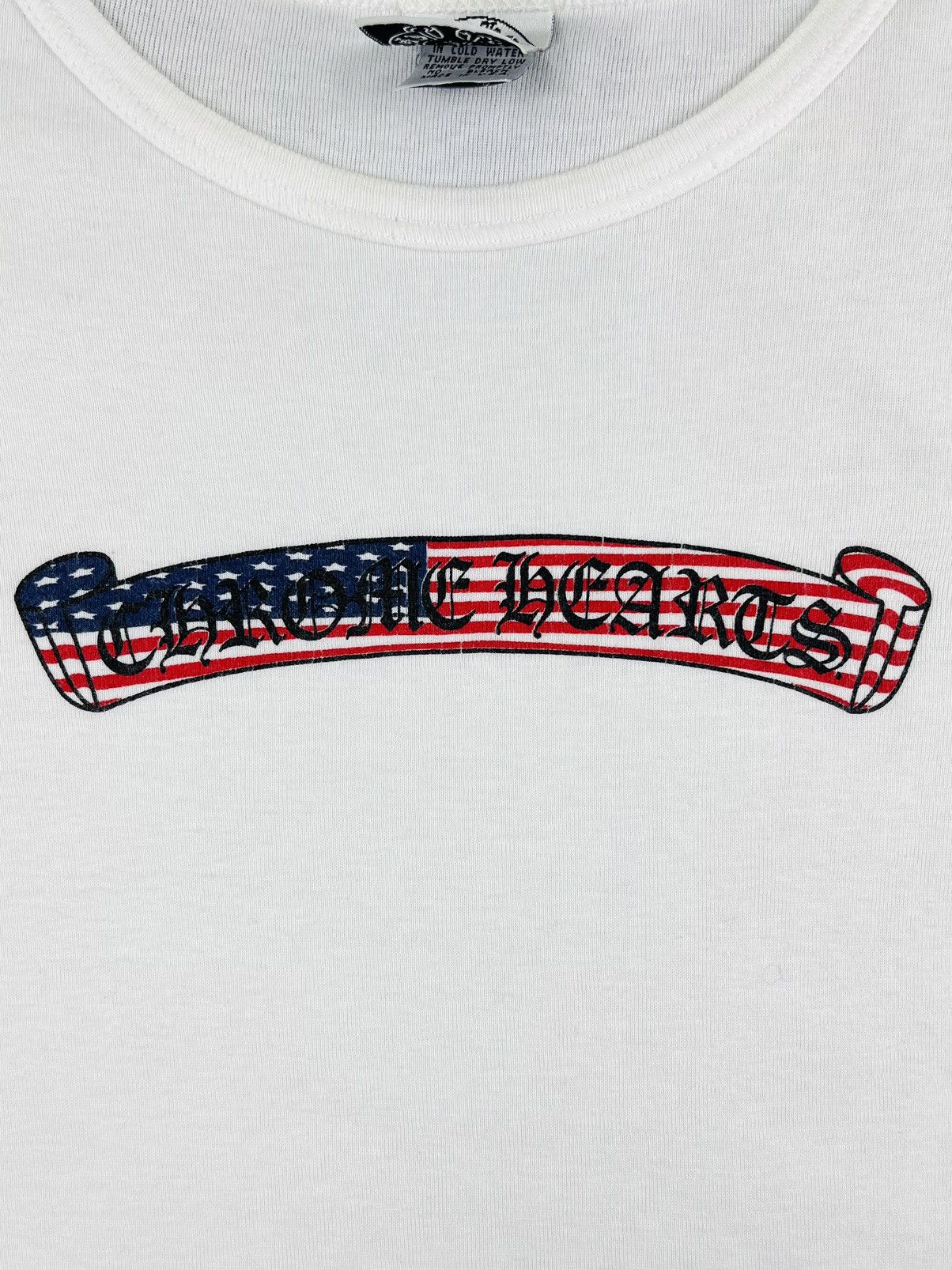 Chrome Hearts Chrome Hearts USA Flag Scroll Logo Baby Tee Tshirt White Size ONE SIZE - 3 Thumbnail