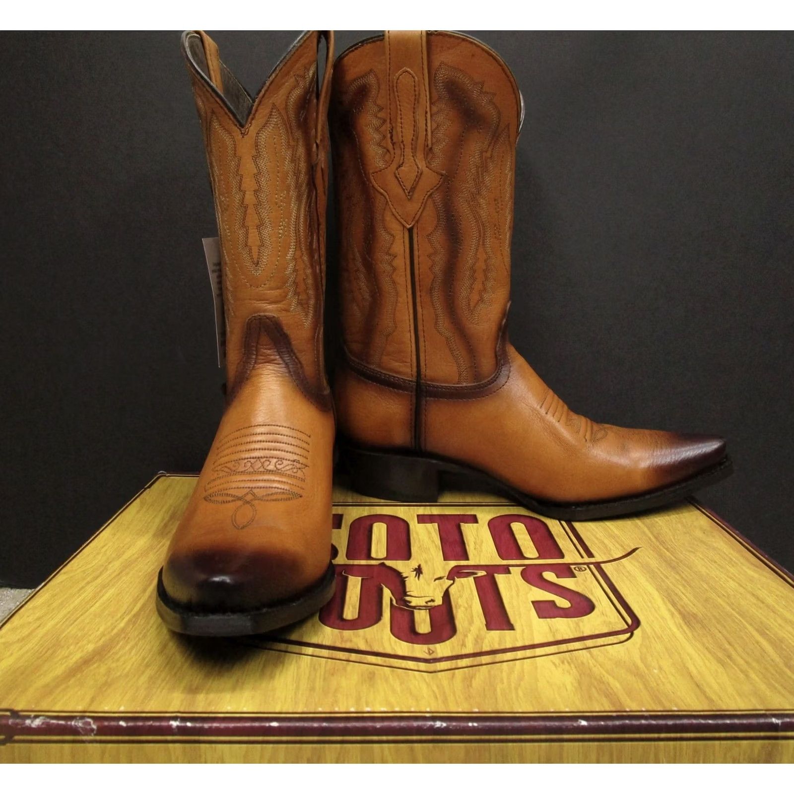 Vintage Soto Boots Men Boots Western Cowboy Pointed Toe Brown Leather 8.5 E Boot Women? Size US 9 / EU 42 - 2 Thumbnail