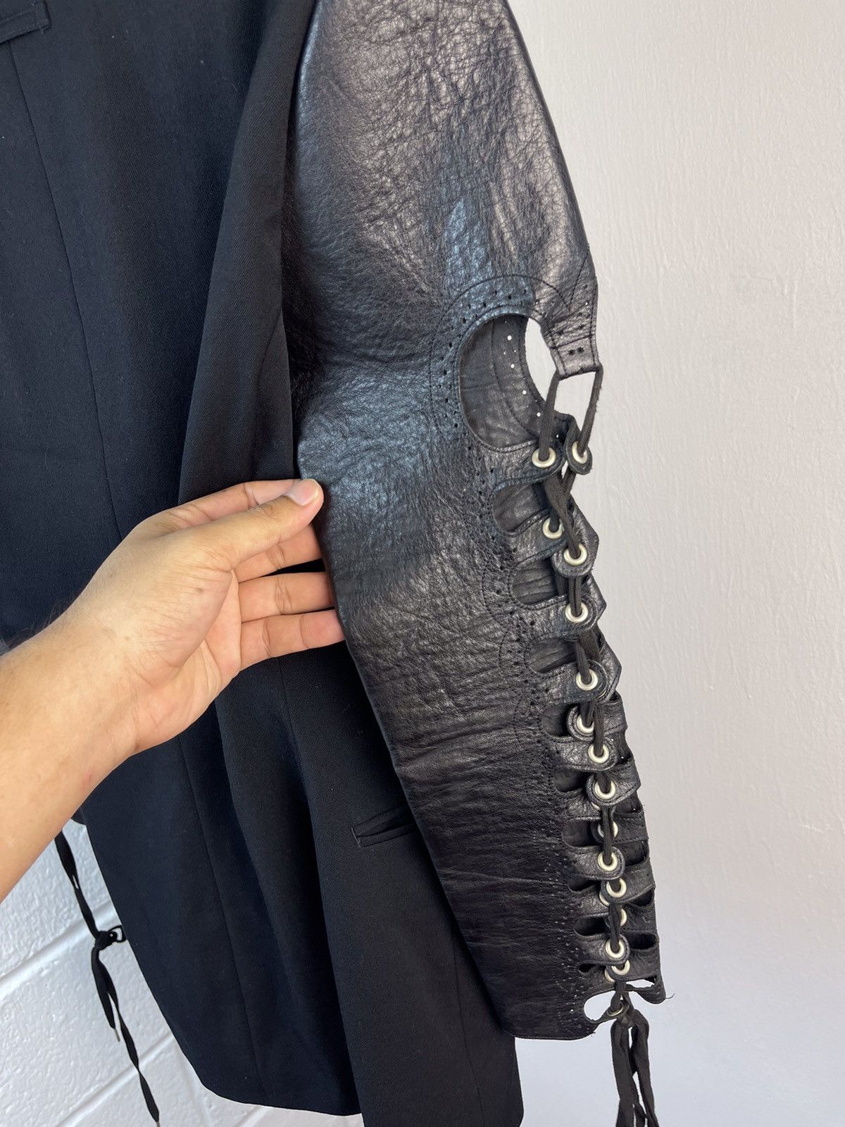 Jean Paul Gaultier Rare 90s Jean Paul Gaultier Leather Hand Lace Up Jacket Size M / US 6-8 / IT 42-44 - 7 Thumbnail