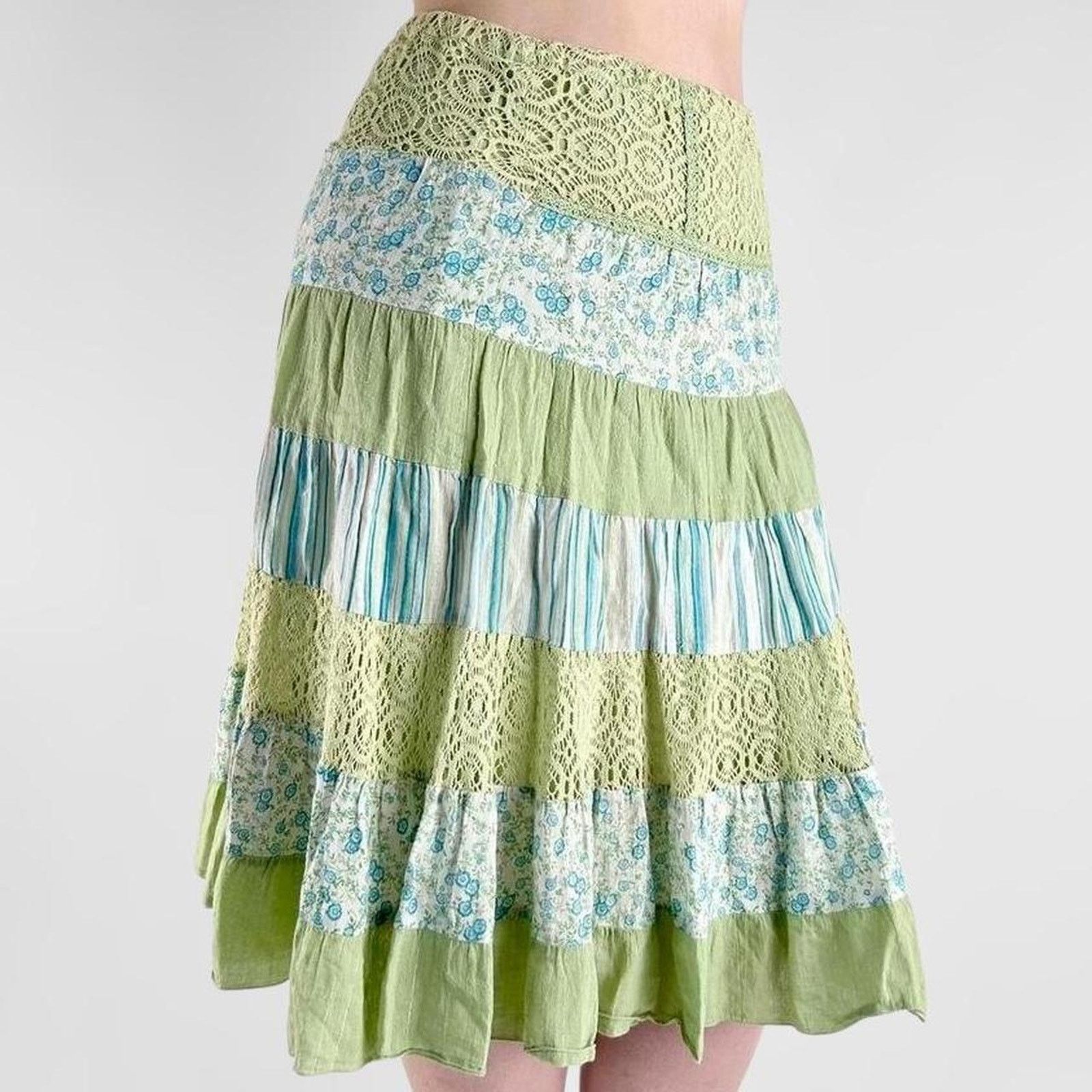 Other green y2k boho hippie tiered festival skirt Size 28" / US 6 / IT 42 - 1 Thumbnail