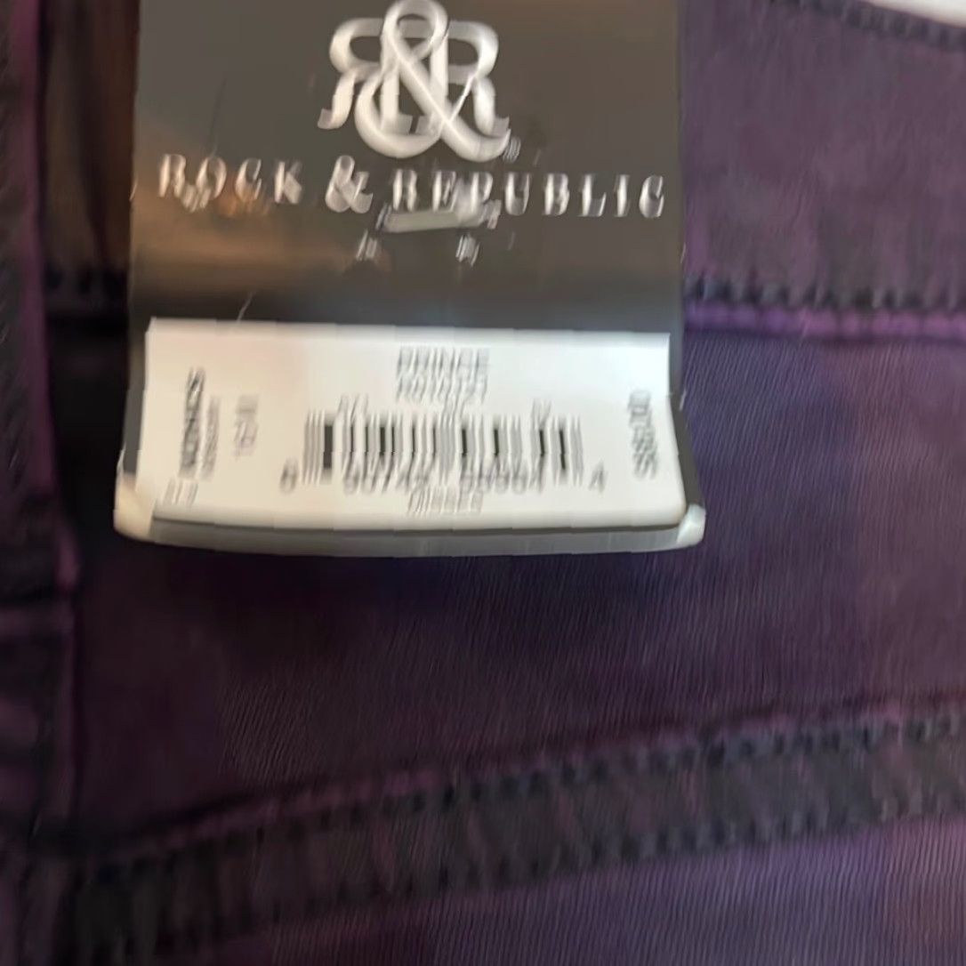 Vintage Rock & Republic Women’s Purple Berlin Skinny Jeans size 16m NEW Size 38" / US 16 / IT 52 - 3 Thumbnail