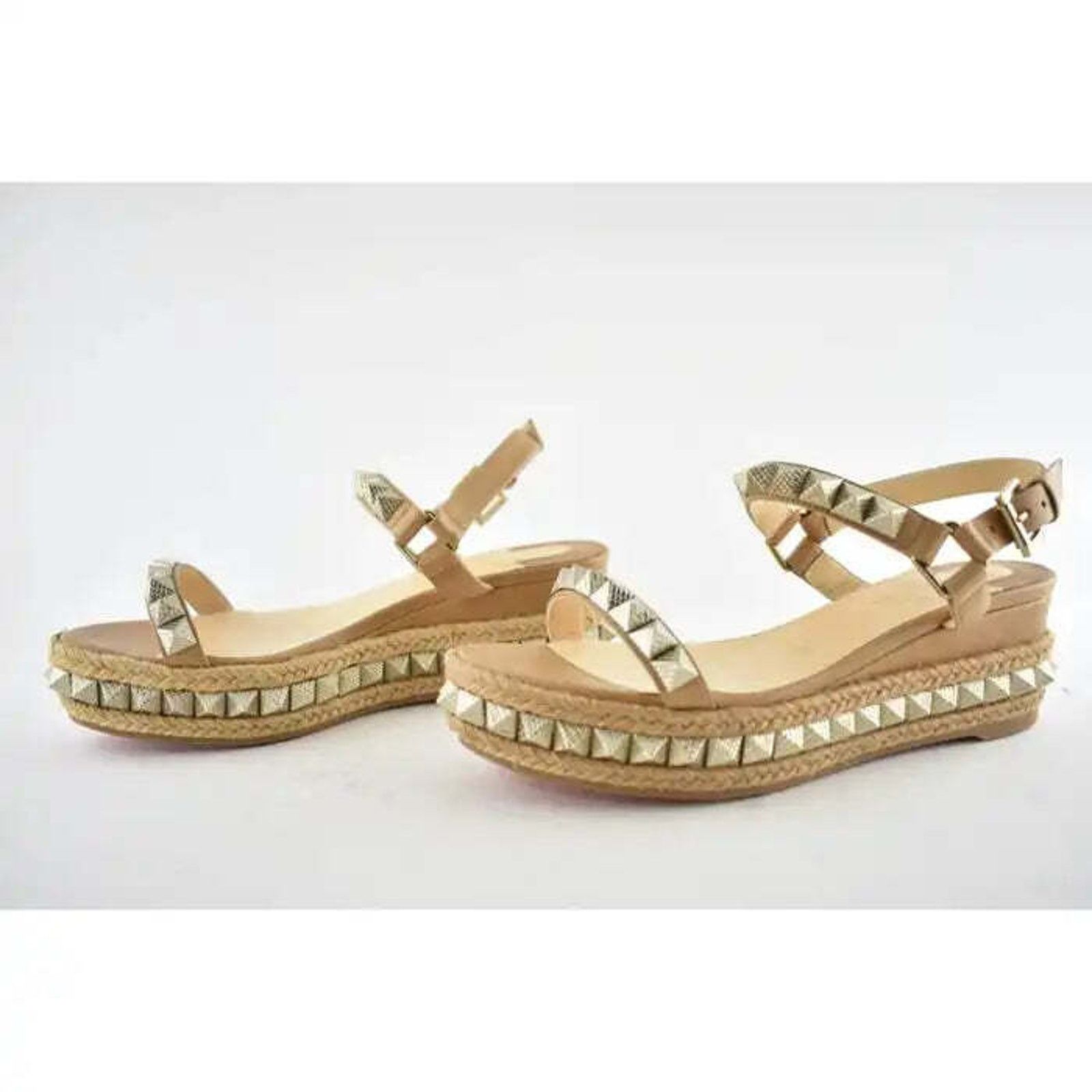 Christian Louboutin Pyraclou 60 Cuir Brown Platform Wedge Sandal Heel Pump 35 Size US 5 / IT 35 - 9 Thumbnail